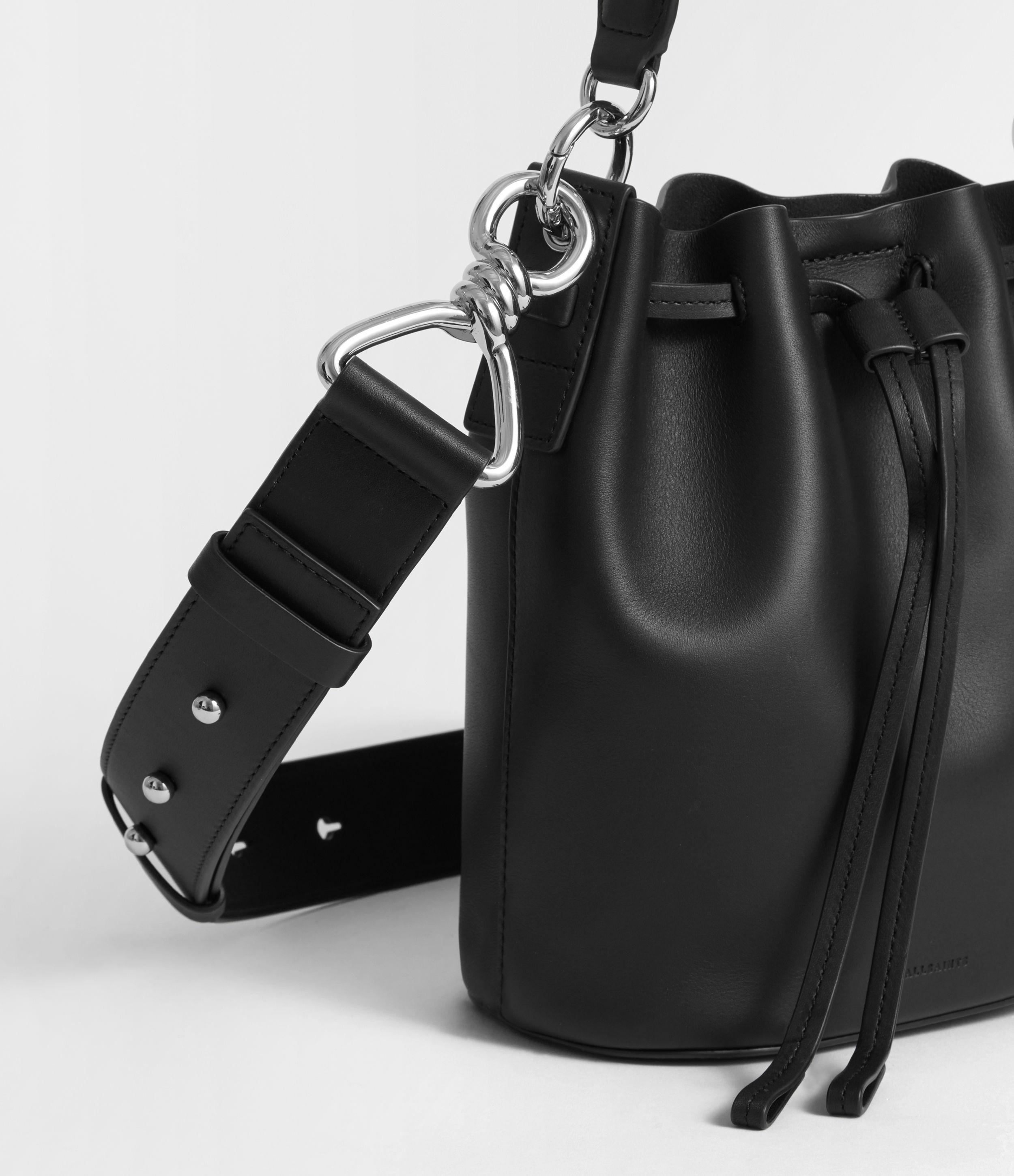 AllSaints Captain Leather Small Bucket Bag in Black | Lyst