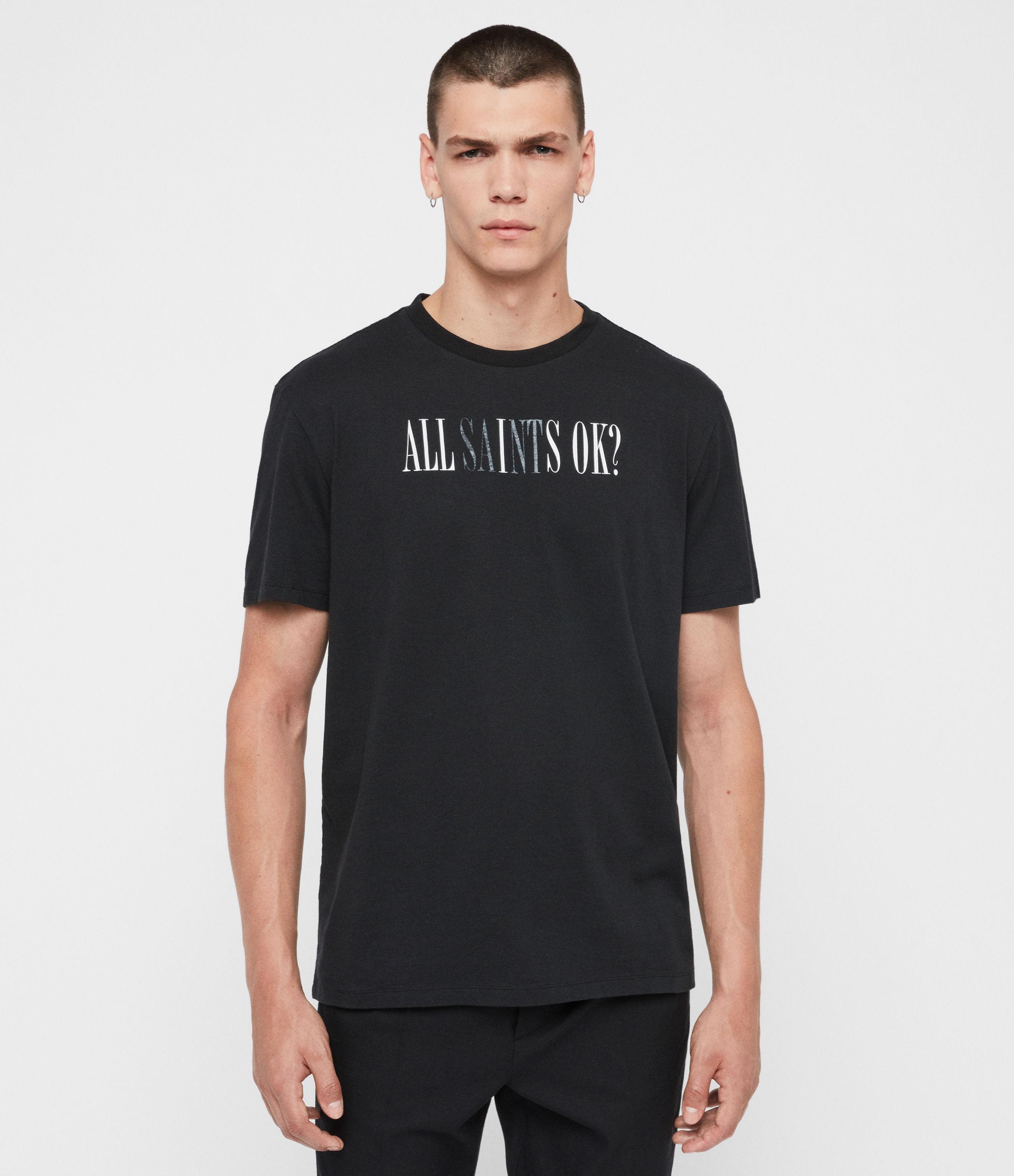 AllSaints Cotton Okay Crew T-shirt in Black for Men - Lyst