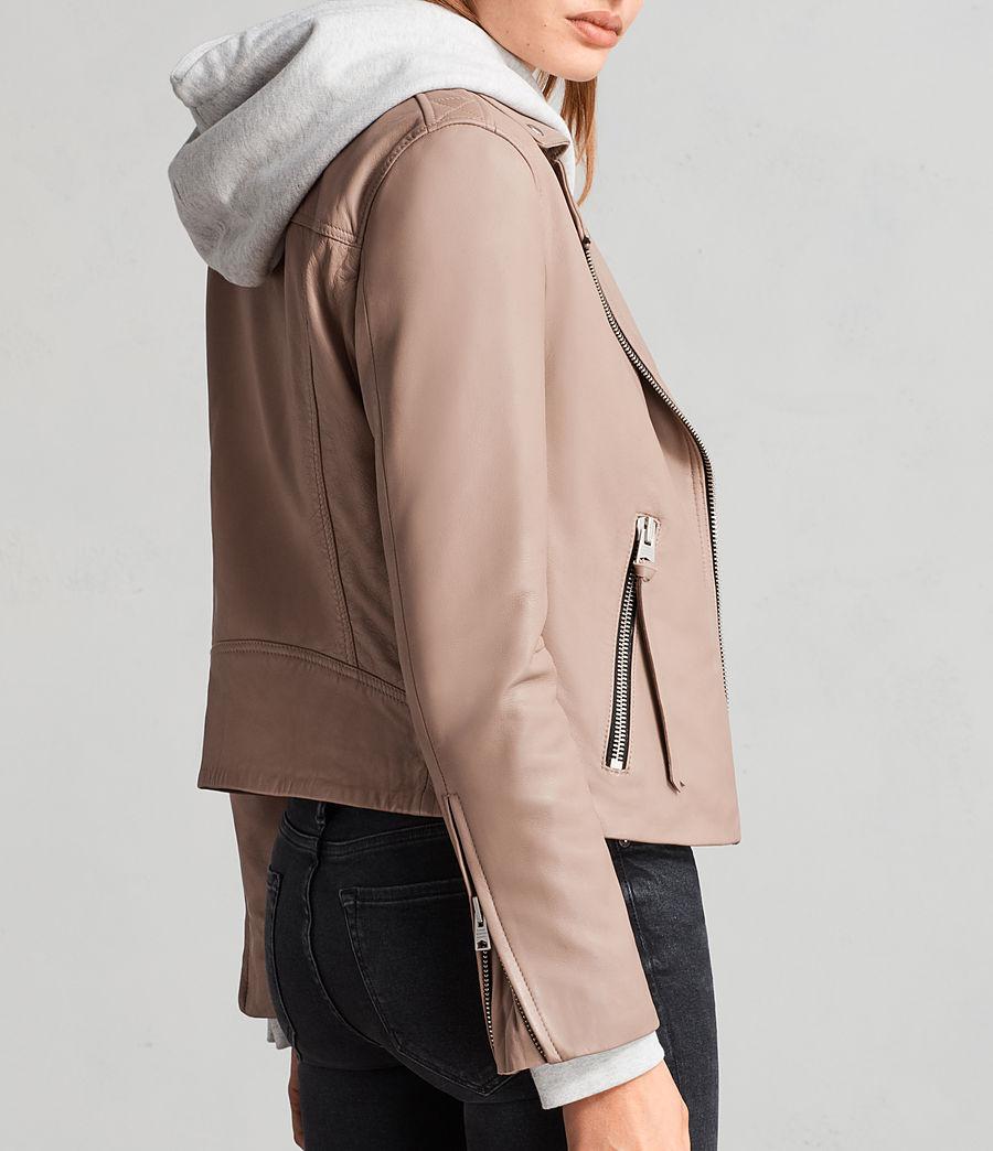 AllSaints Dalby Leather Biker Jacket in Pink | Lyst