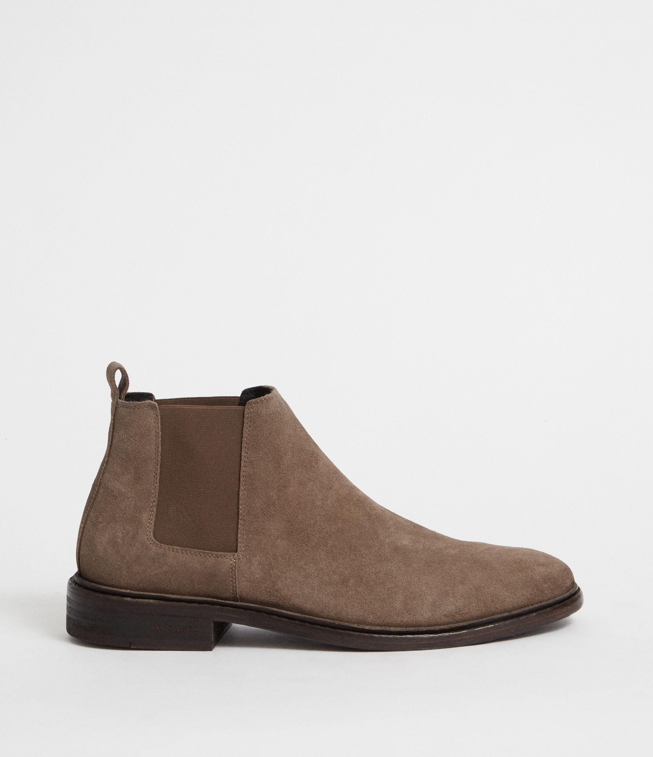 AllSaints Suede Mens Taupe Brown Leather Classic Rook Chelsea Boots ...
