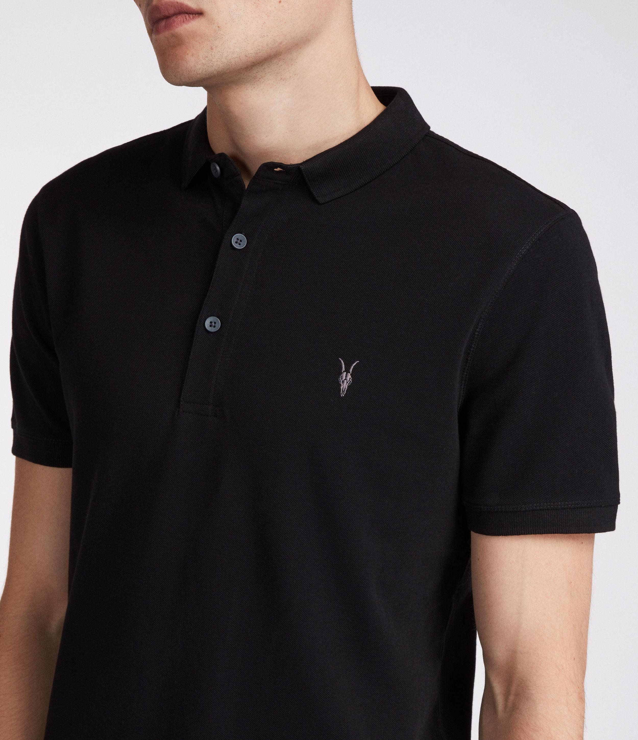 AllSaints Cotton Reform Short Sleeve Polo Shirt Mens in Black for Men
