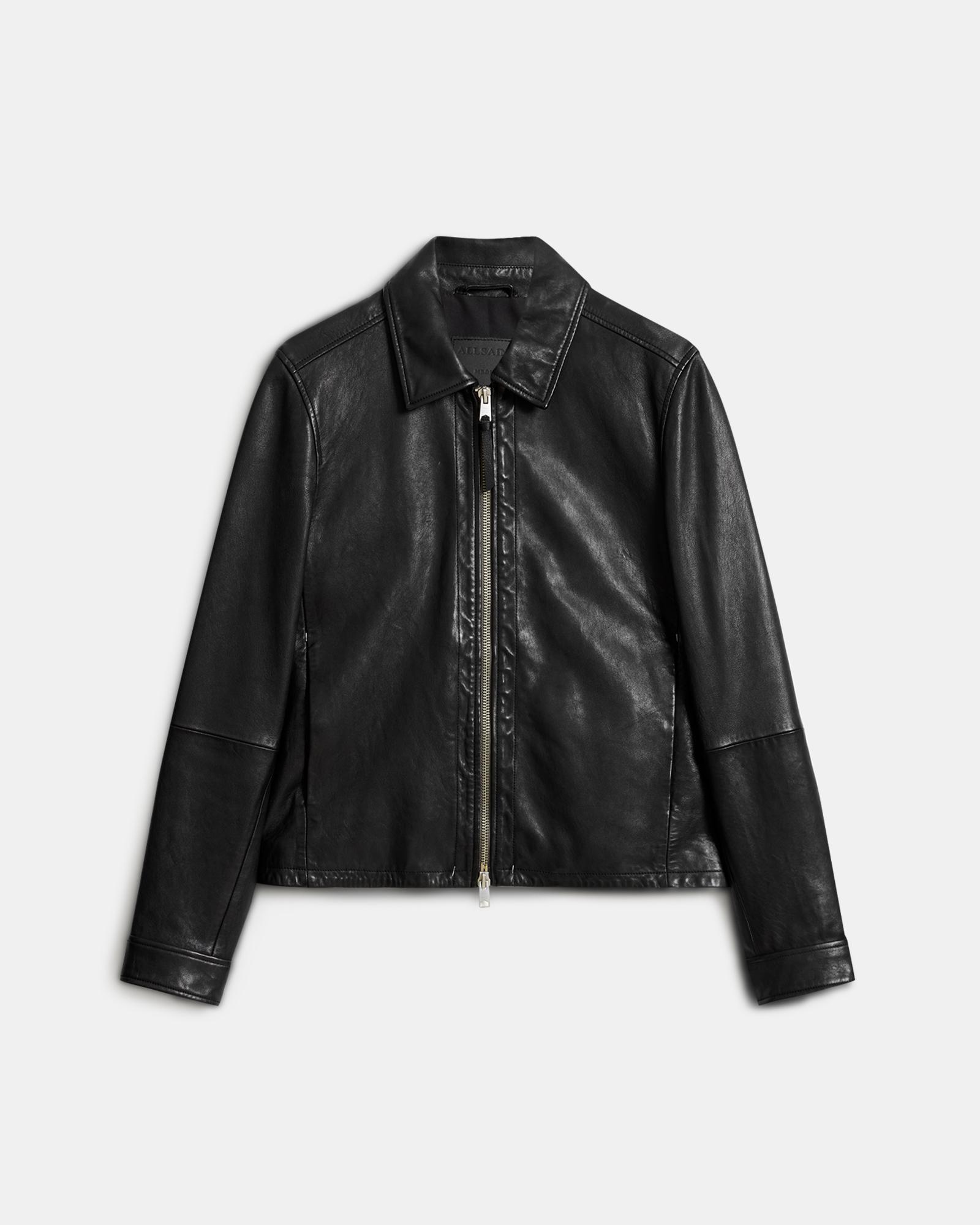 AllSaints Erol Zip Up Leather Jacket in Black for Men | Lyst
