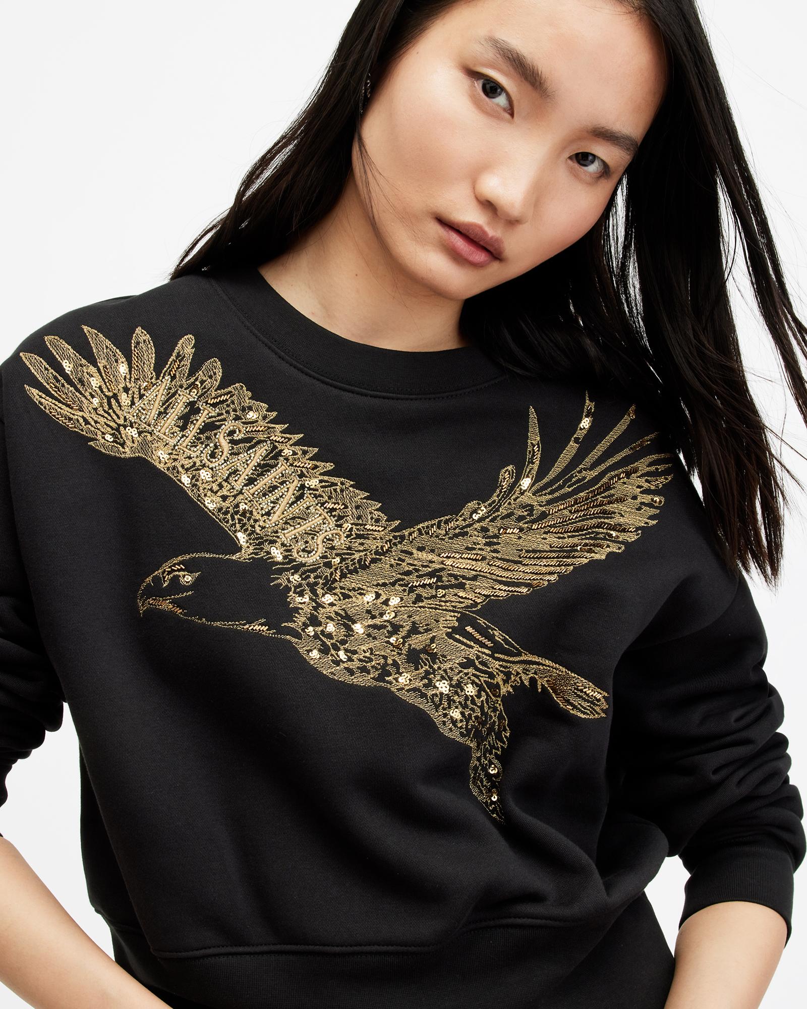 AllSaints Flite Separo Sequin Eagle Sweatshirt in Black Lyst