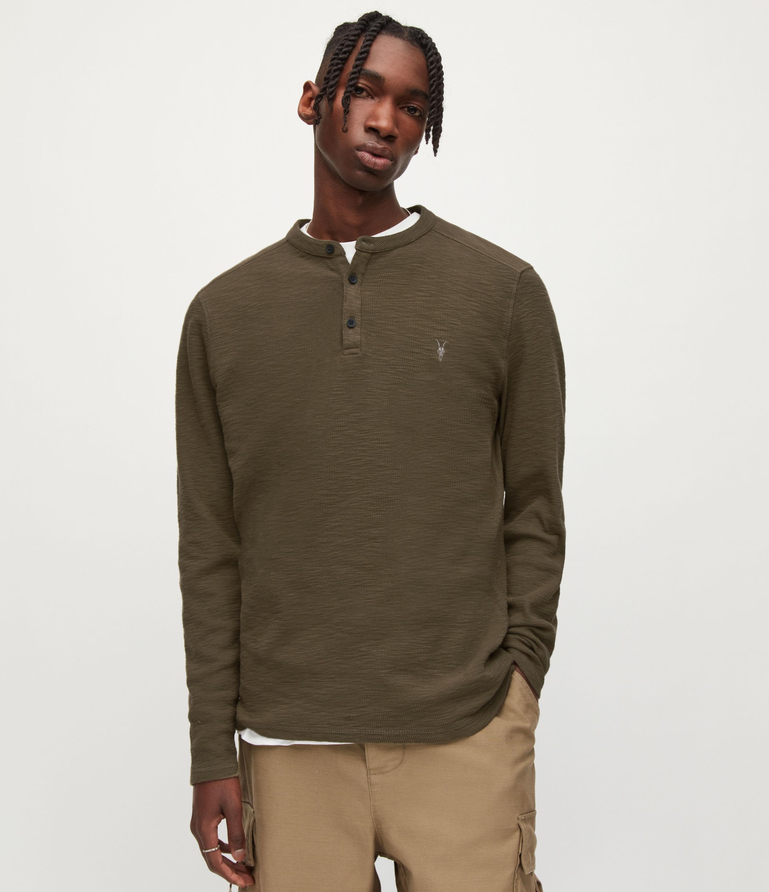 AllSaints Muse Ls Henley Mens in Green for Men Lyst