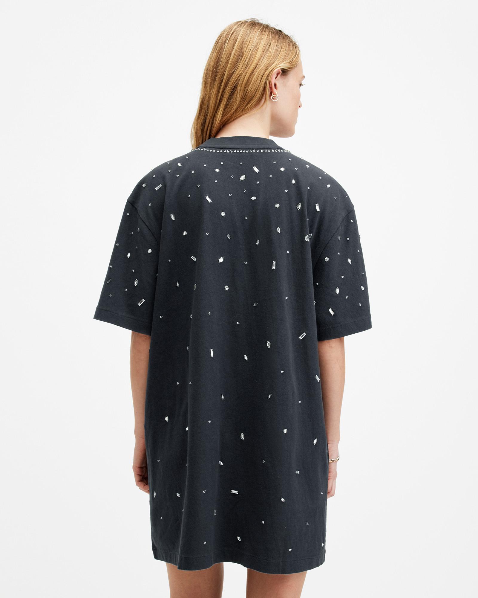 AllSaints Scatter Beaded Oversized T-Shirt Dress,, Washed in Blue | Lyst