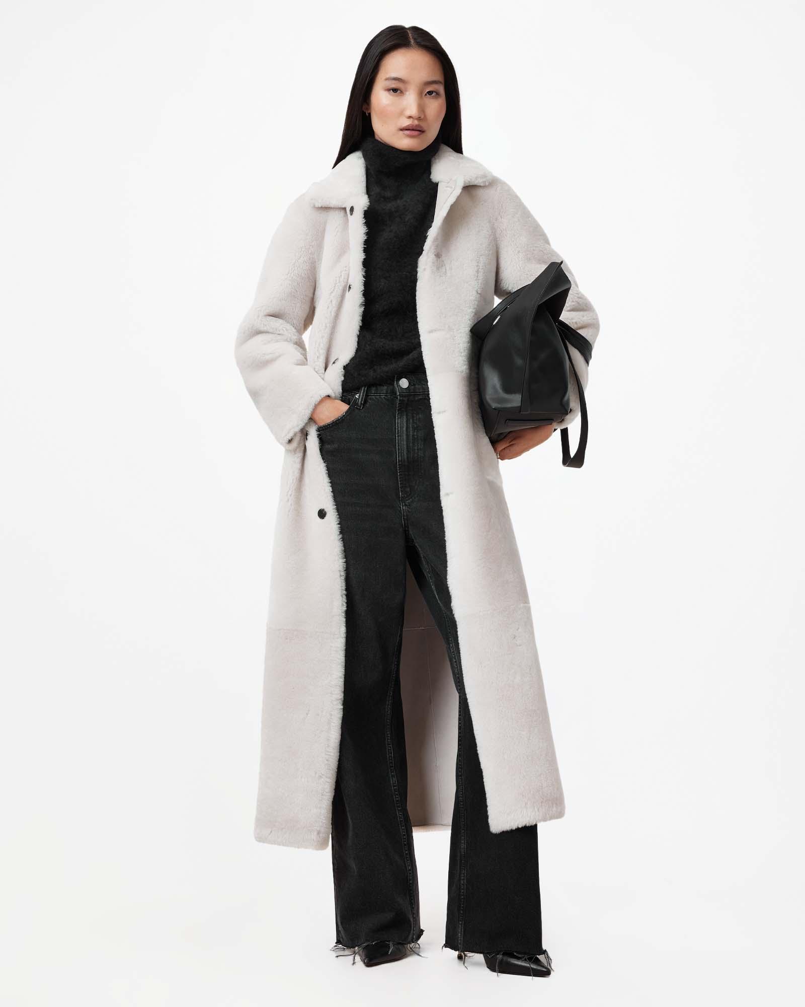 All Saints Shearling Coat Black Allsaints Myers Shearling Jacket 