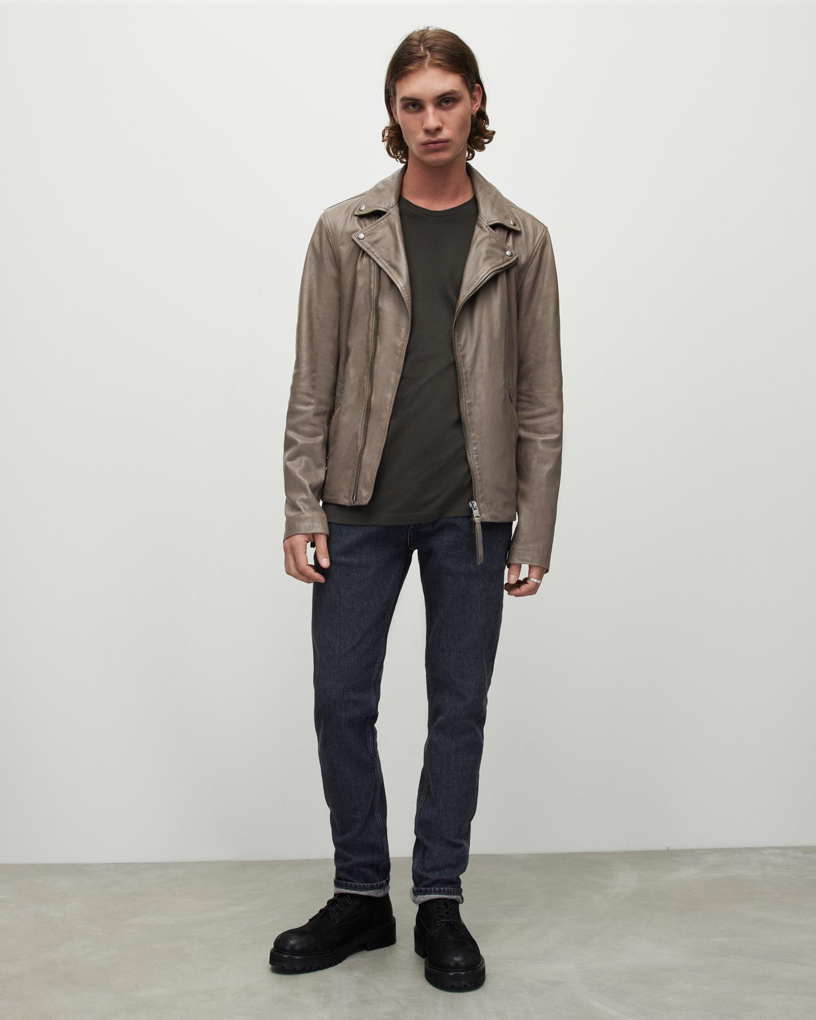 AllSaints Leo Leather Biker Jacket, in Brown for Men | Lyst Canada