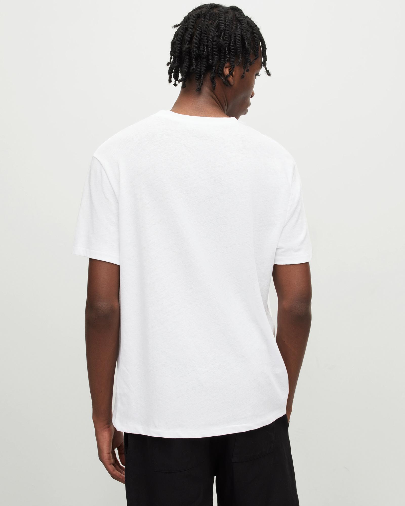 AllSaints Kurtz Linen Blend Crew Ramskull T-shirt, in White for