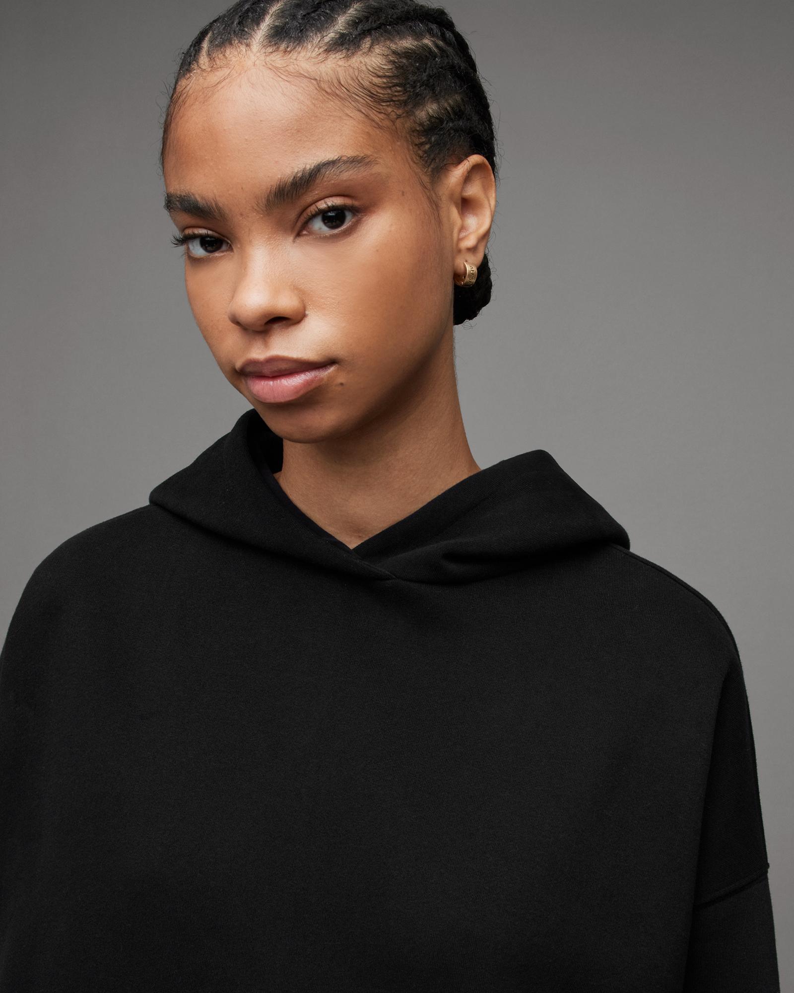 AllSaints Lee Relaxed Lace Trim Hoodie in Black | Lyst AllSaints Lee Relaxed Lace Trim Hoodie in Black | Lyst