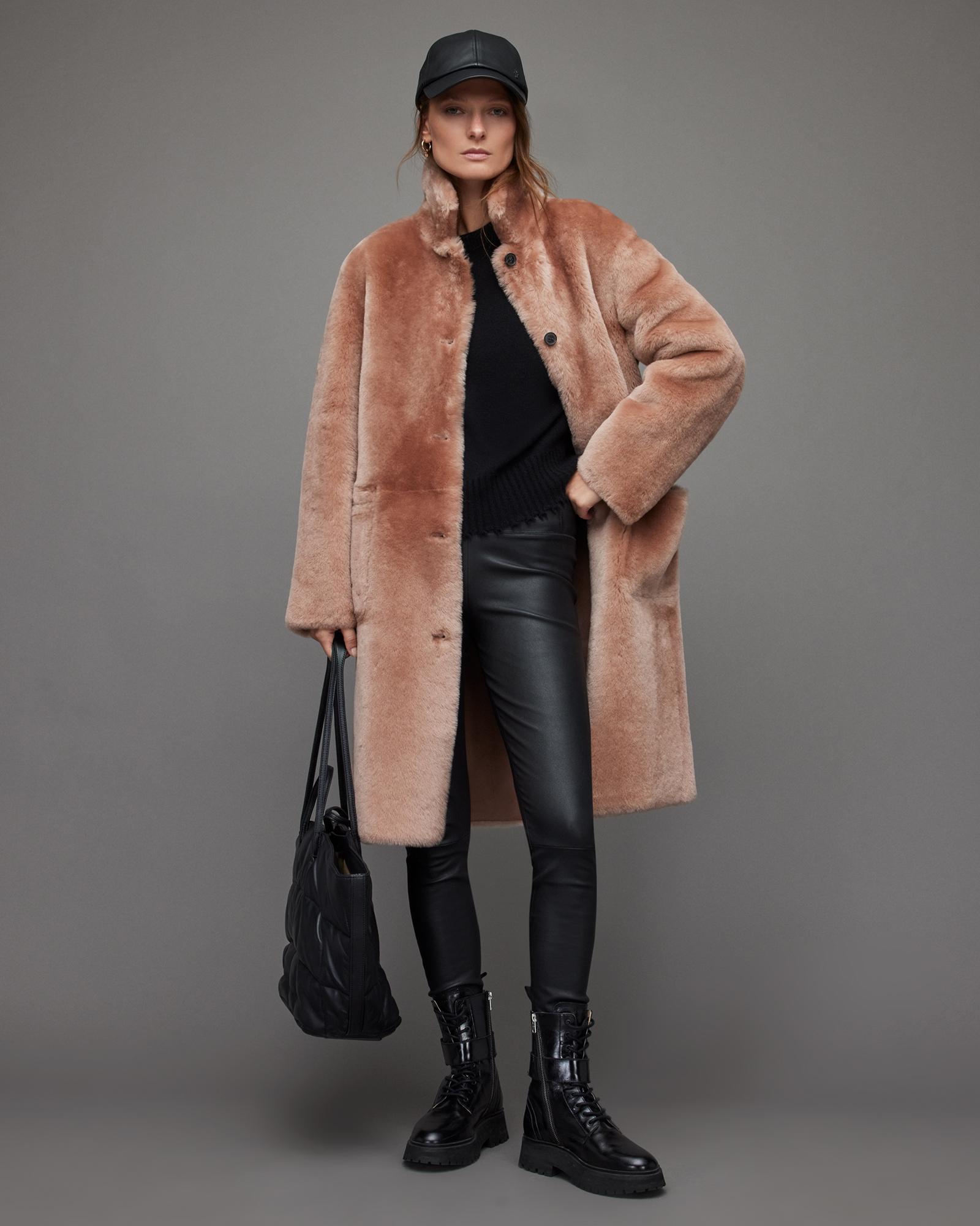 All Saints Shearling Coat Black Allsaints Myers Shearling Jacket 
