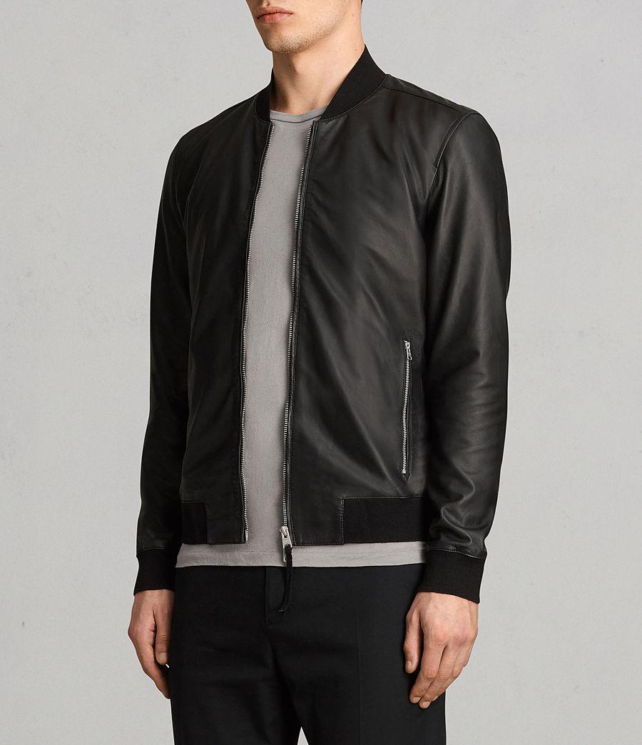 AllSaints Mower Leather Bomber Jacket in Black for Men - Lyst