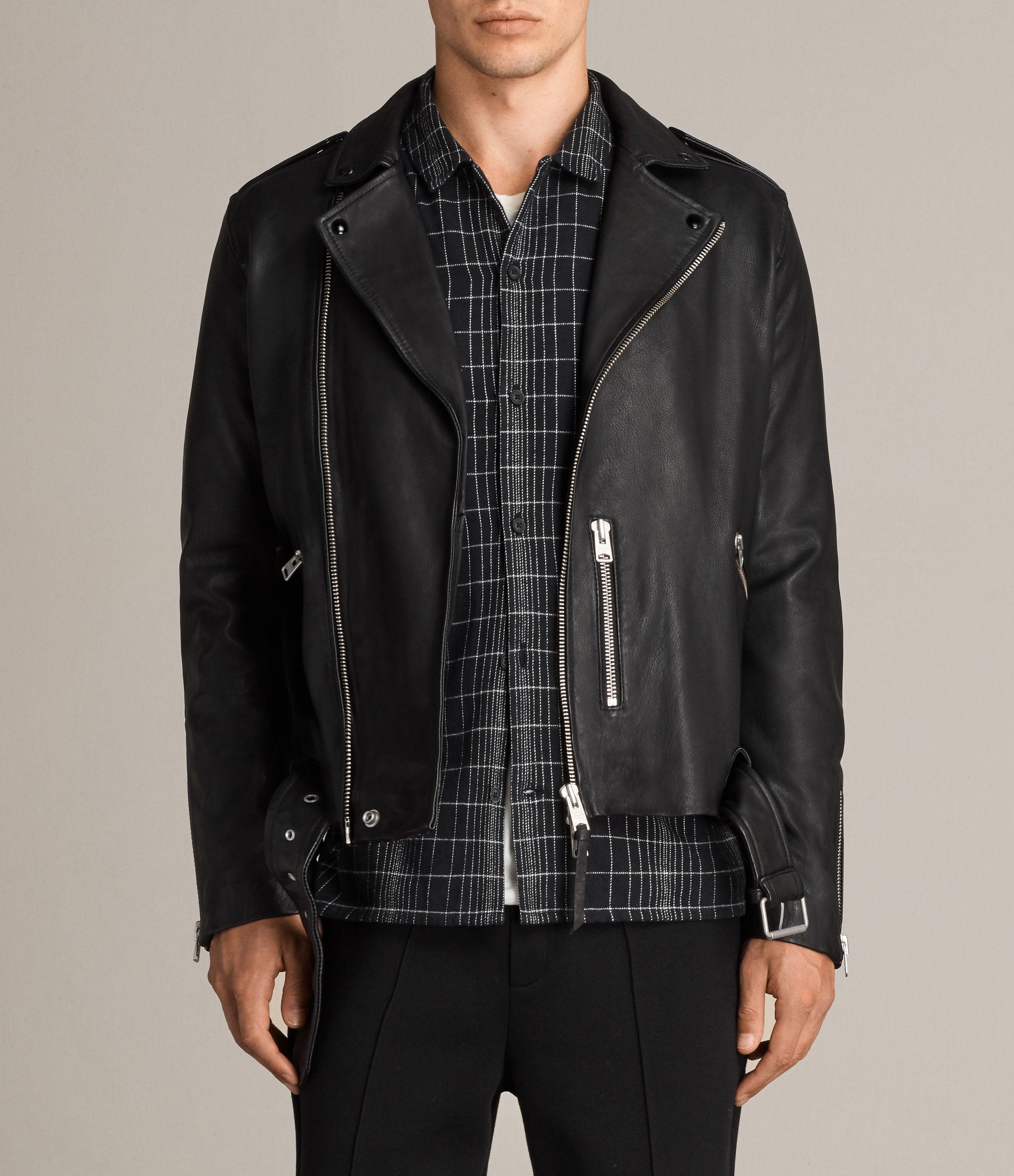 AllSaints Kaho Leather Biker Jacket in Black for Men - Save 30% - Lyst