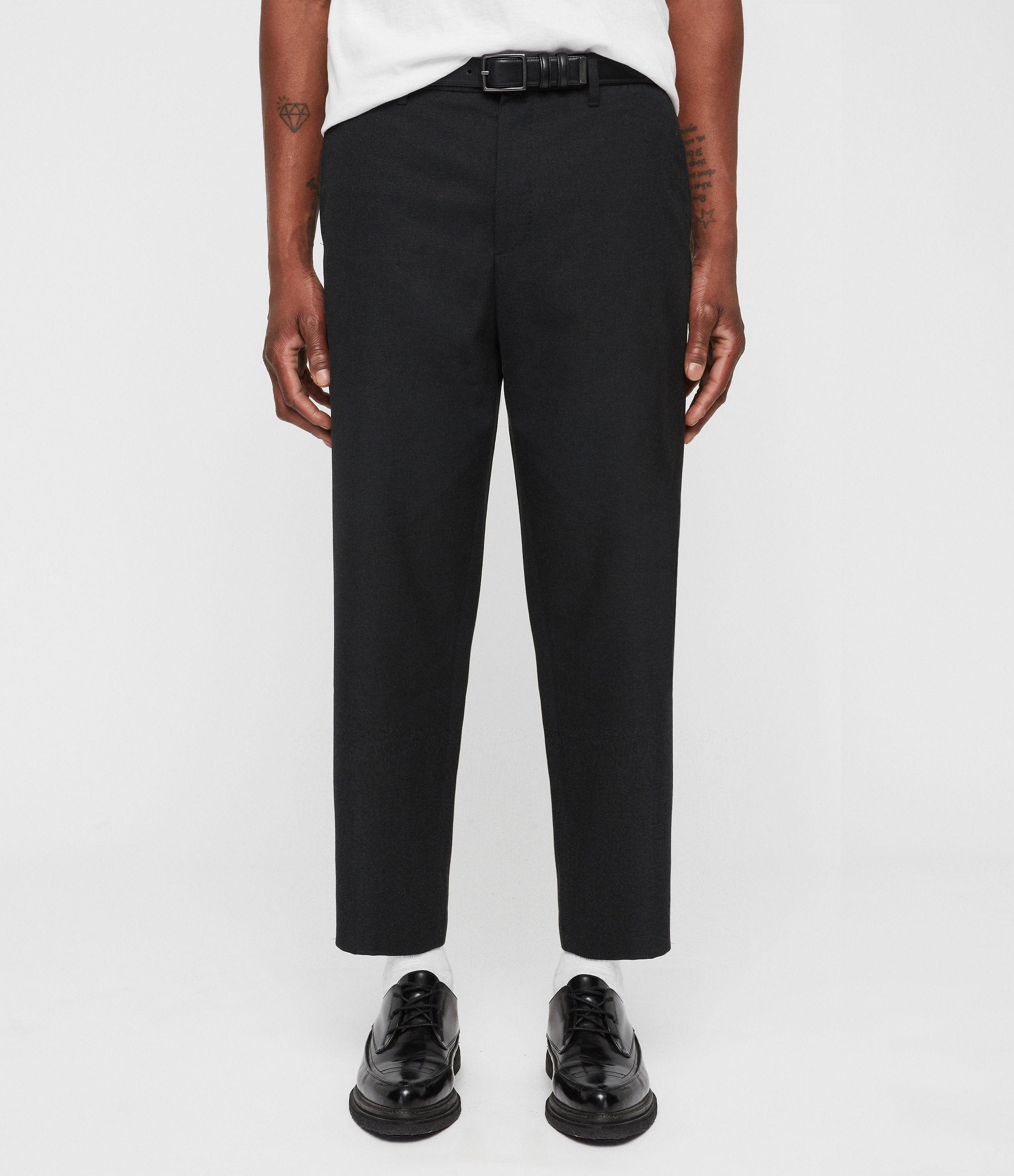 AllSaints Miro Cropped Wide-leg Trousers in Charcoal Grey (Gray) for Men -  Lyst