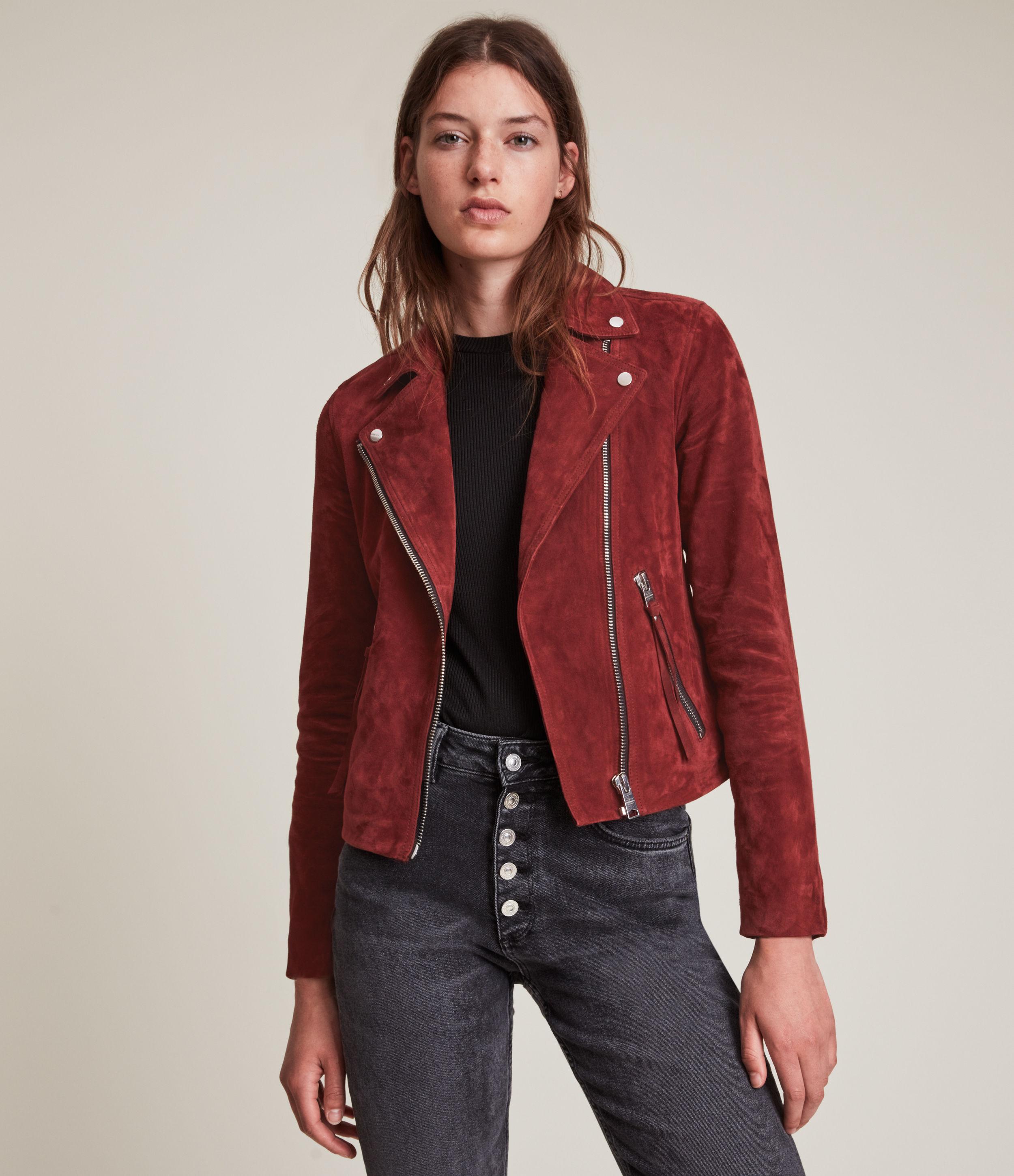 Dalby Suede Biker Jacket in Red |