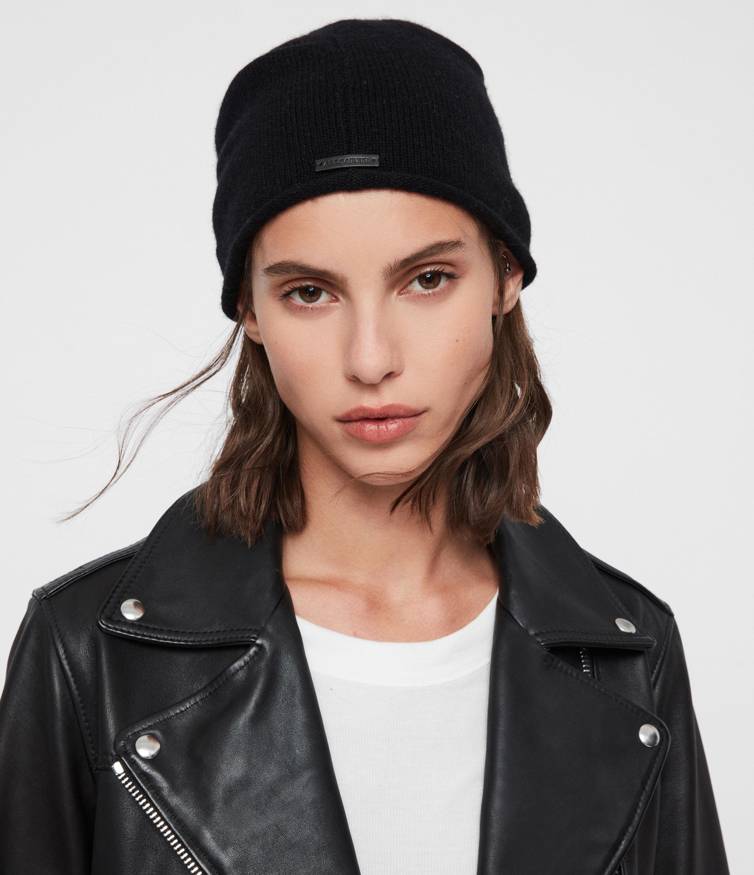 Self Rolled Edge Cashmere Blend Beanie 