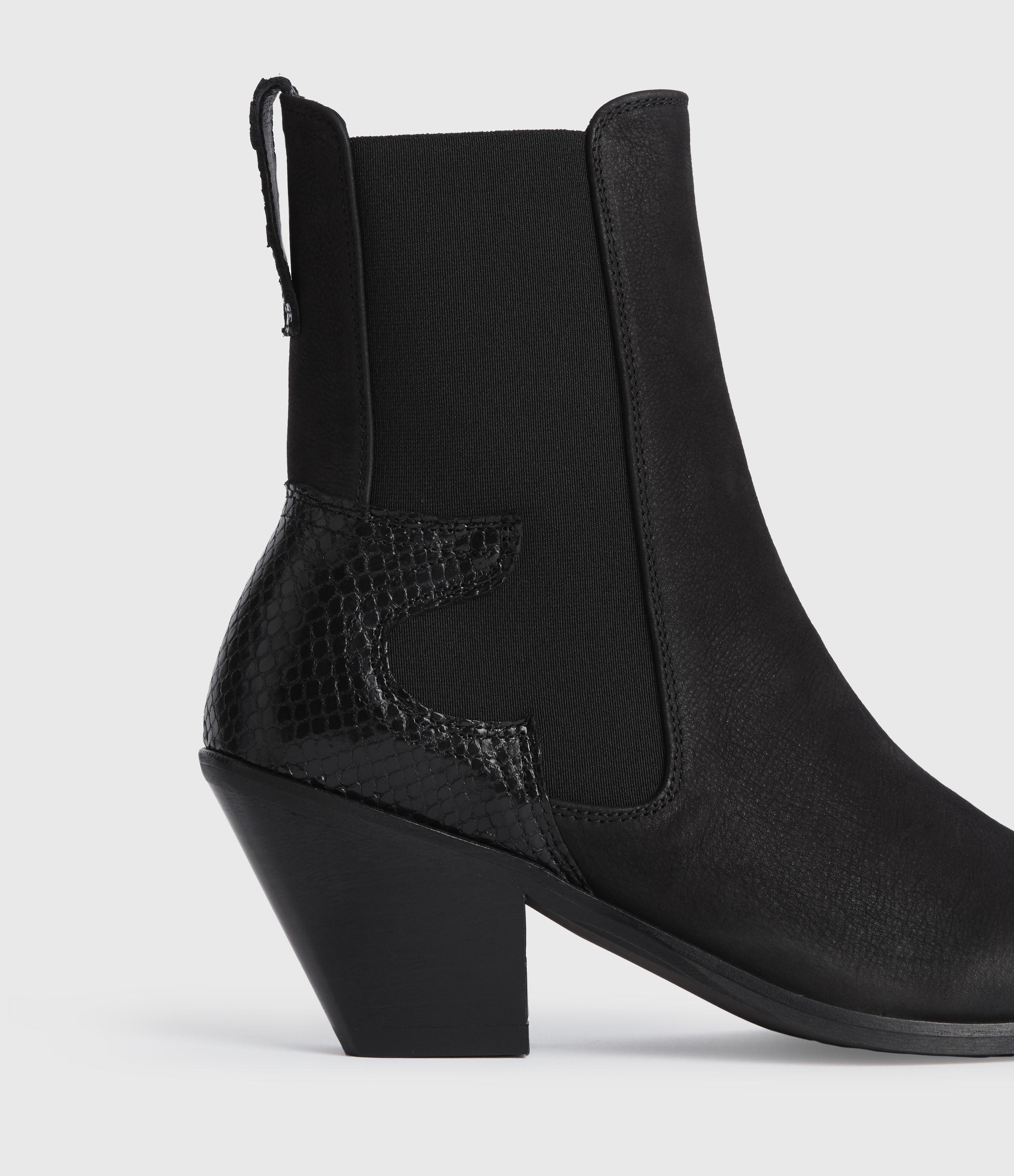 AllSaints Sara Suede Boots in Black | Lyst