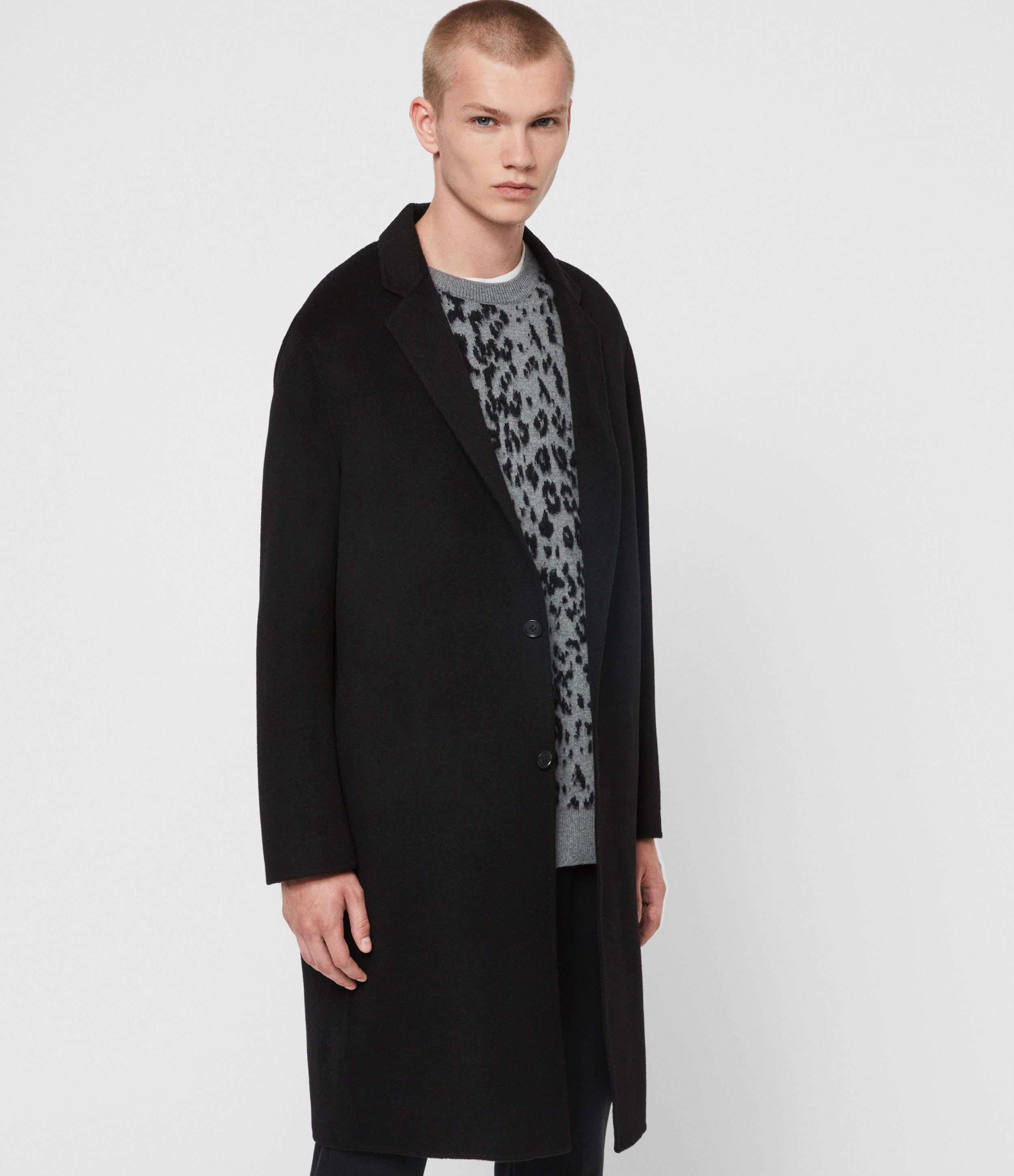 all saints mens black coat