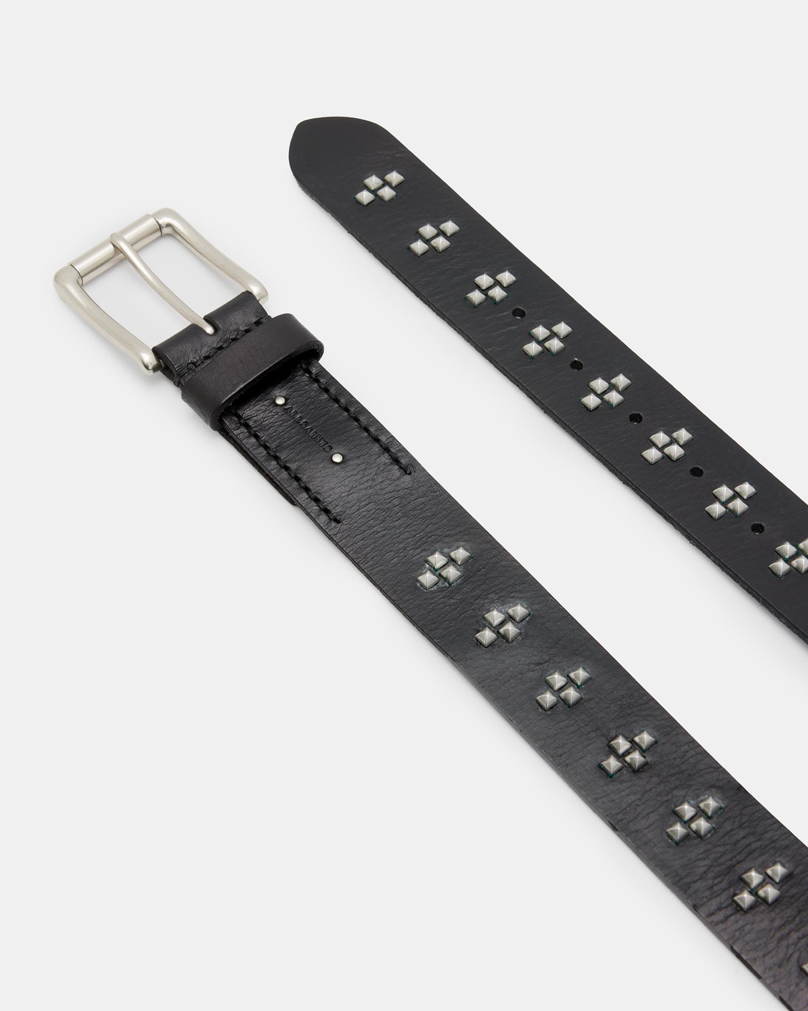 AllSaints Noa Cross Studded Leather Belt in Black for Men | Lyst