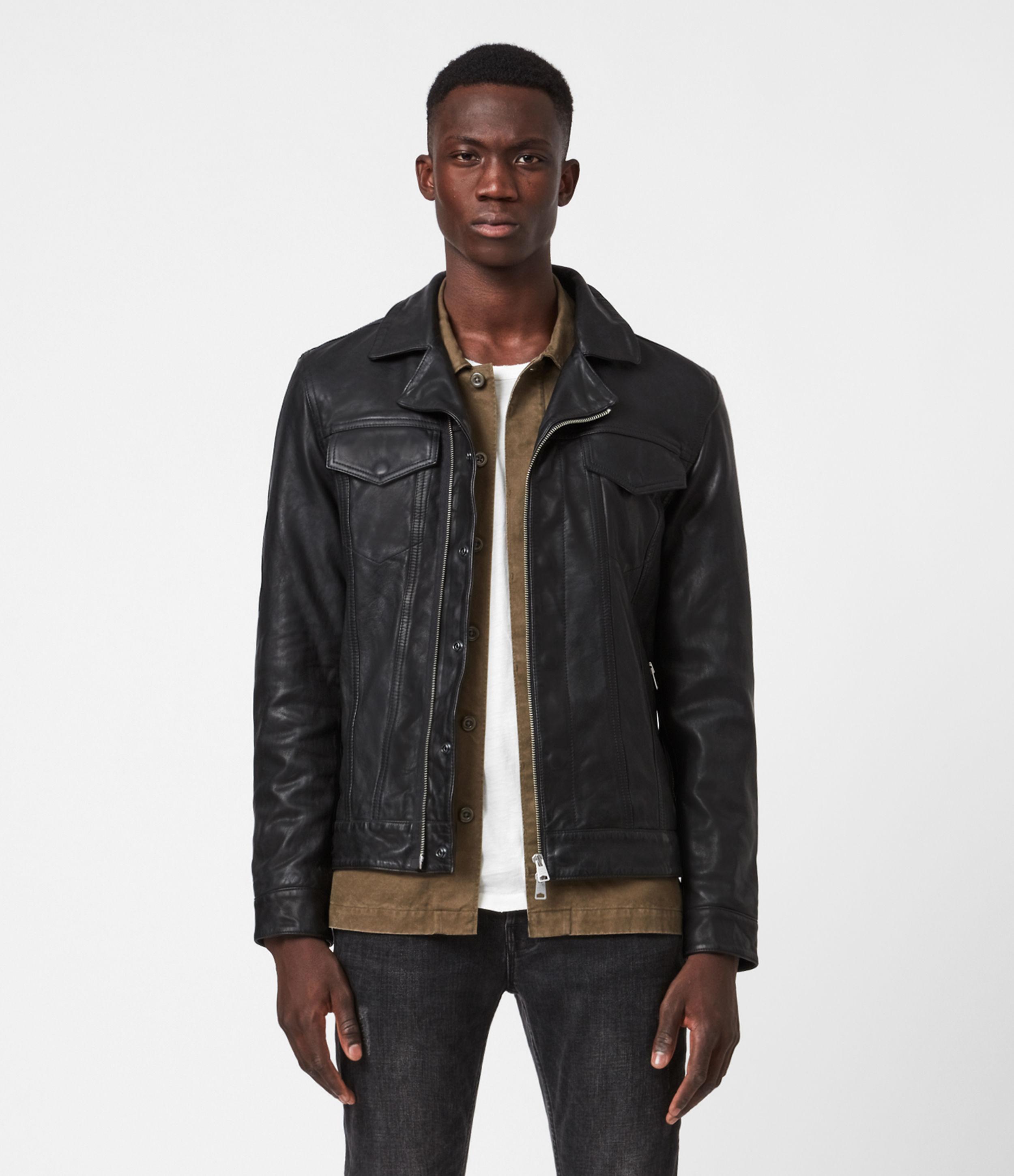 All saints top tan leather jacket