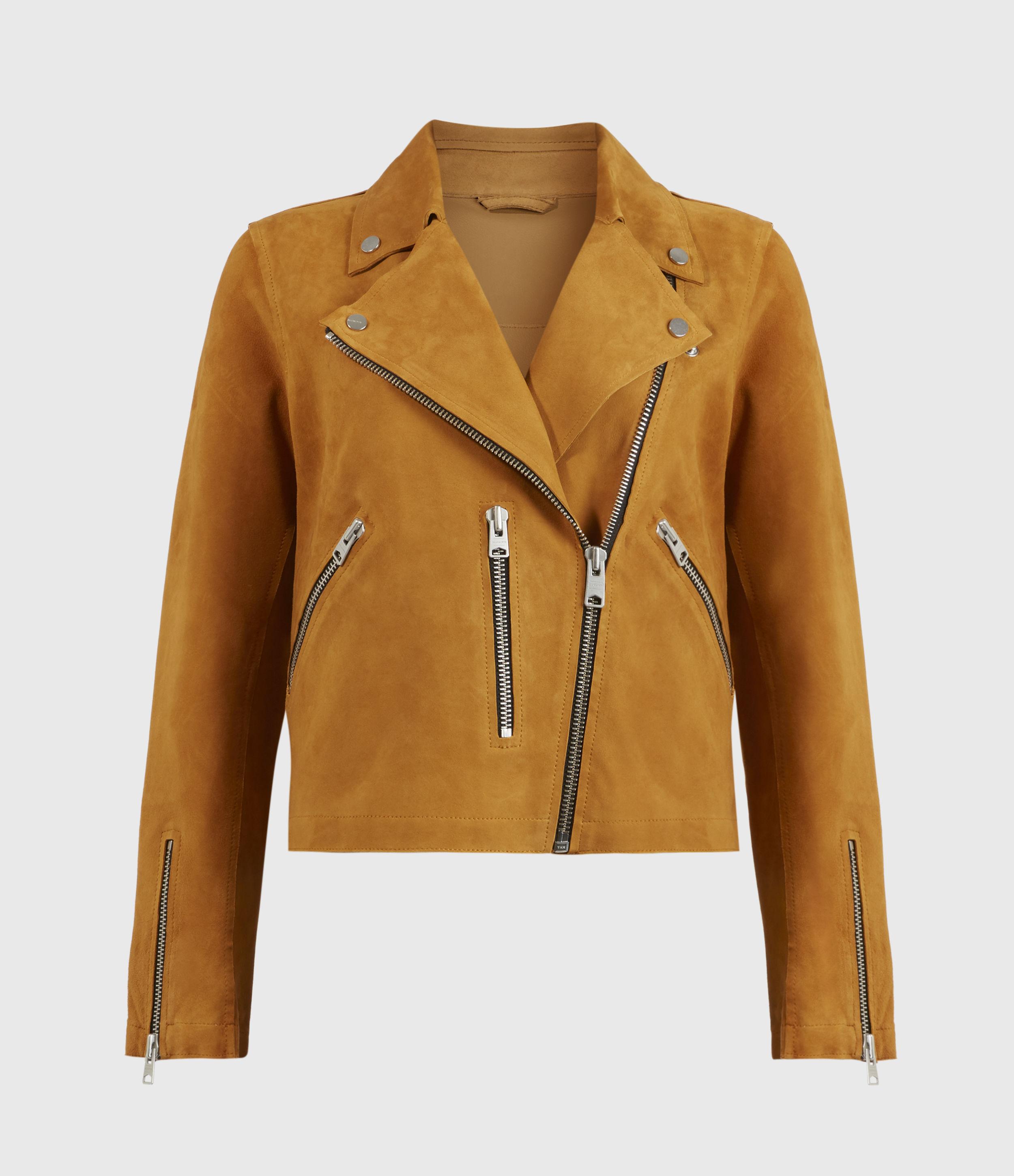yellow suede biker jacket
