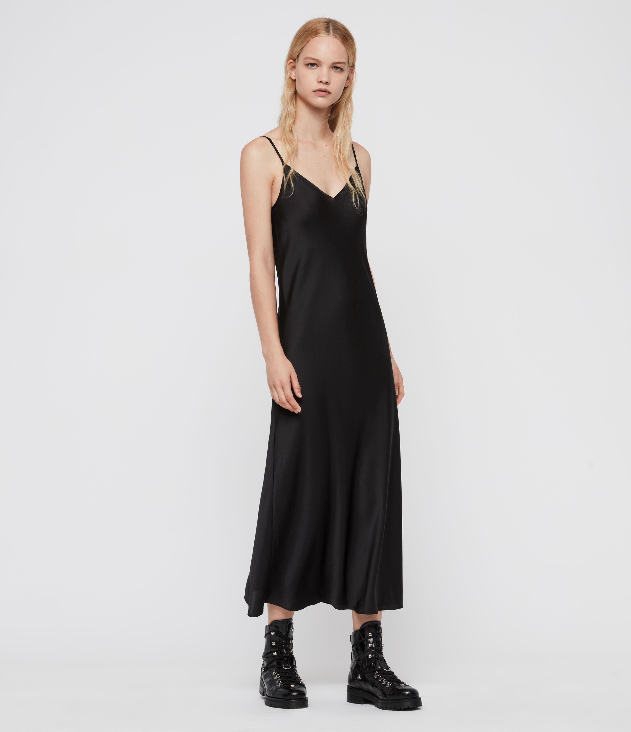 all saints black slip dress
