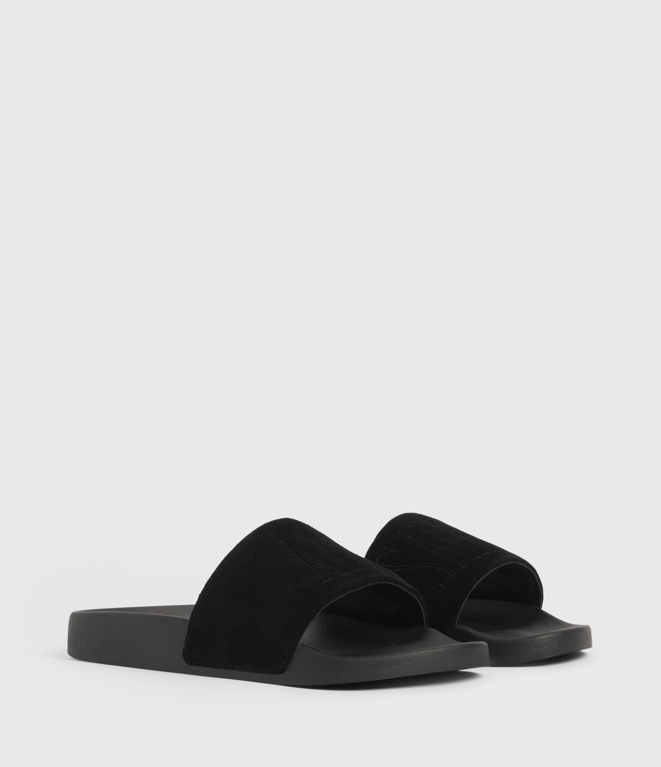 AllSaints Men s Sunland Suede Sliders in Black for Men Lyst