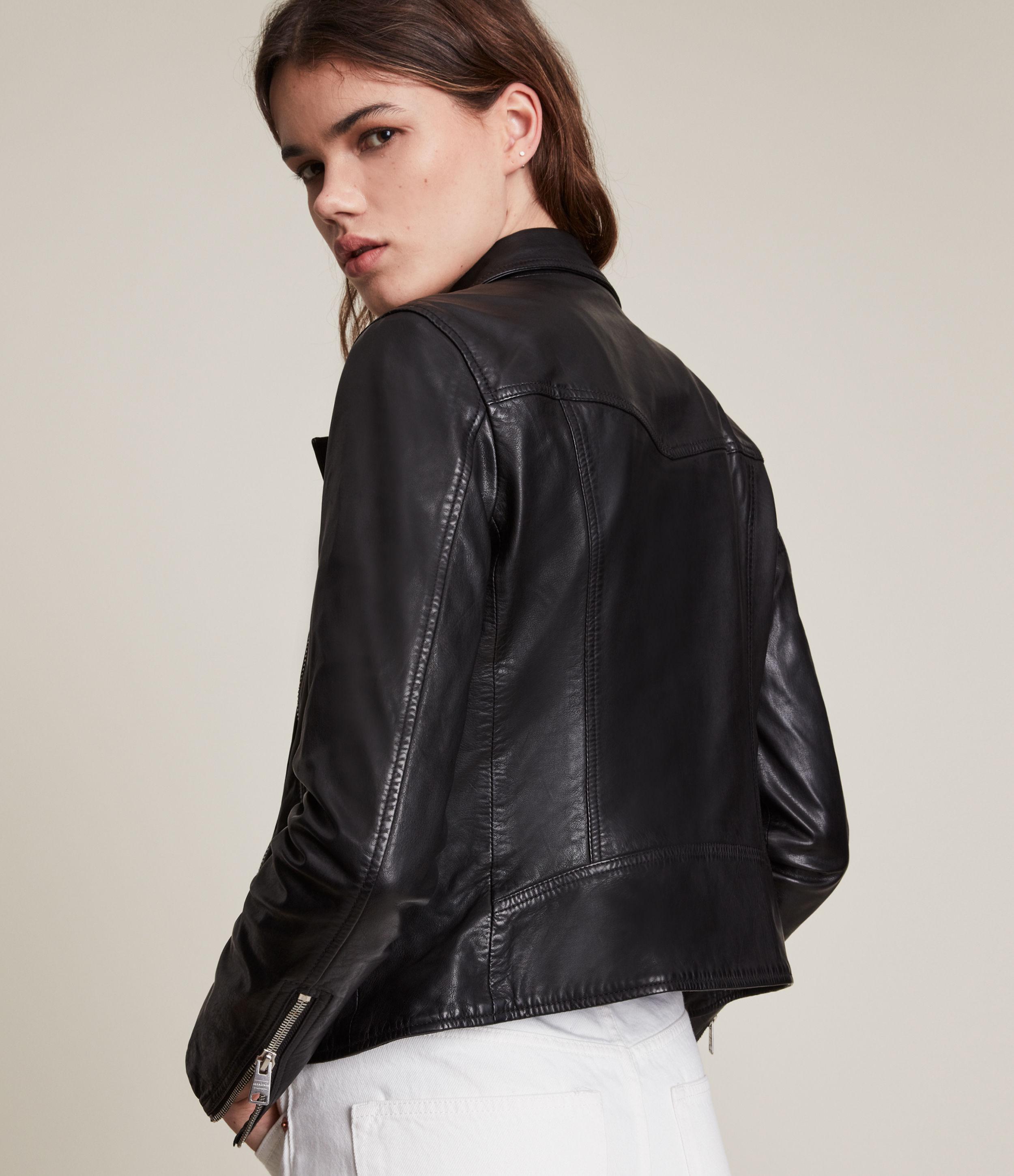 AllSaints Vela Leather Biker Jacket in Black | Lyst