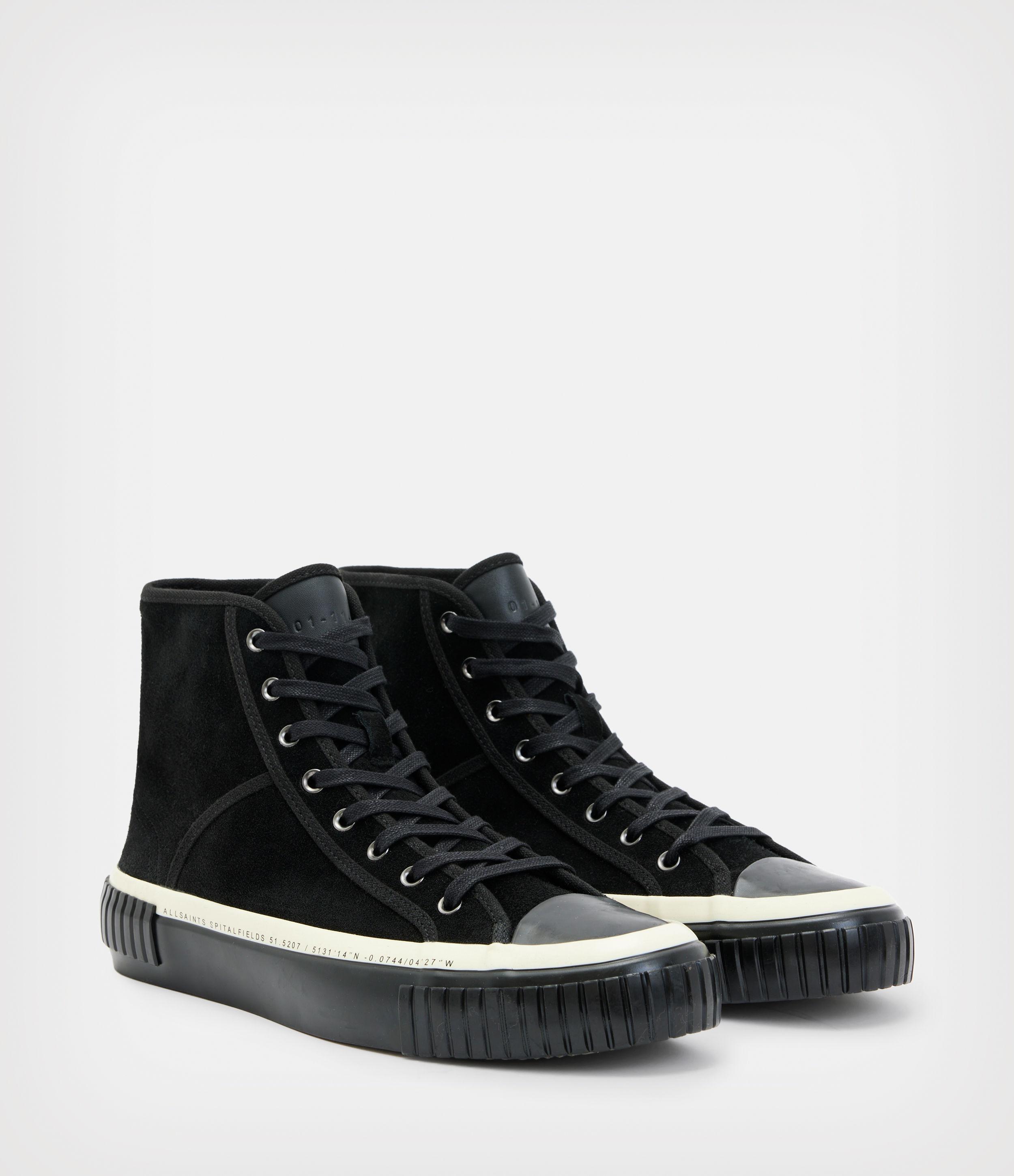 AllSaints Douglas Contrast High Top Sneakers in Black for Men Lyst