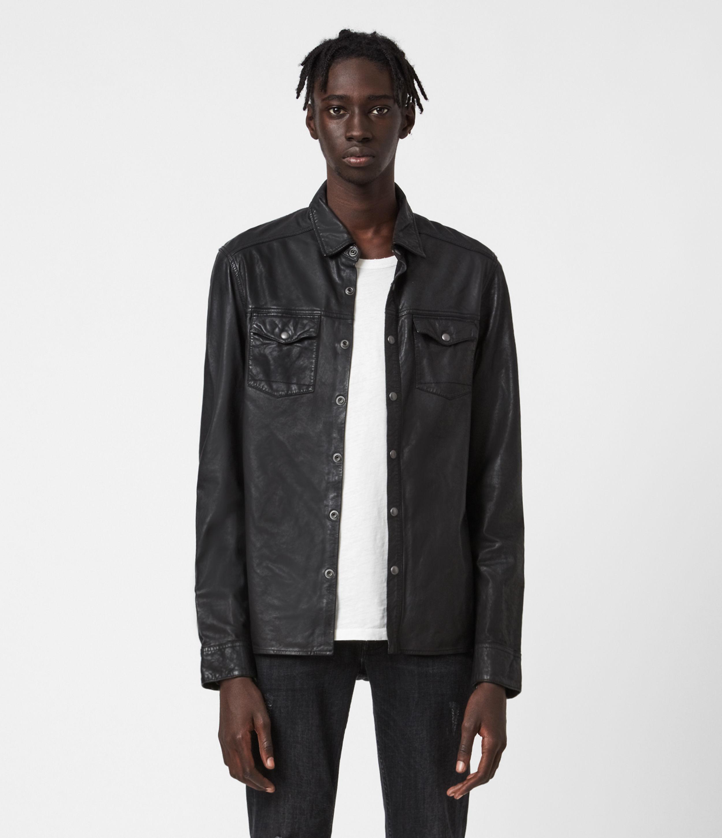 AllSaints Men's Irwin Leather Shirt in 