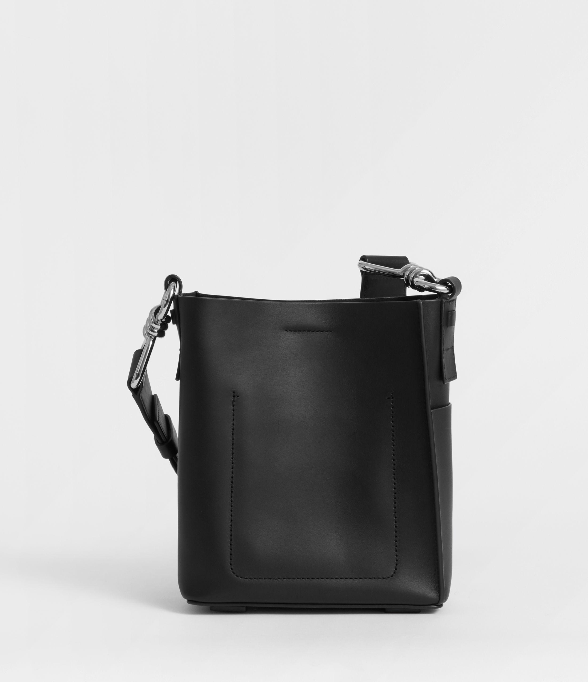 AllSaints Captain Leather North South Crossbody Bag in Black - Lyst