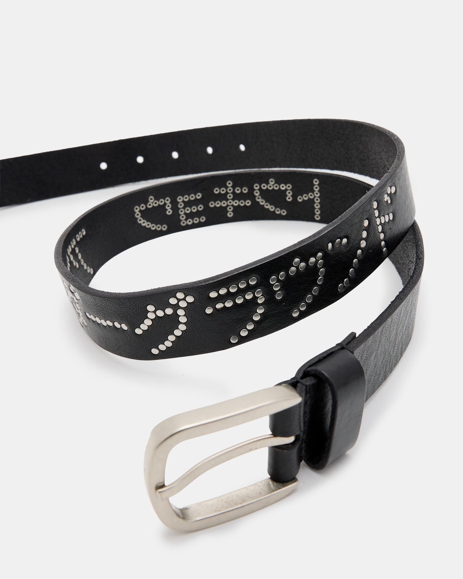 AllSaints Underground Studded Leather Belt,, /Dull Nickel for Men