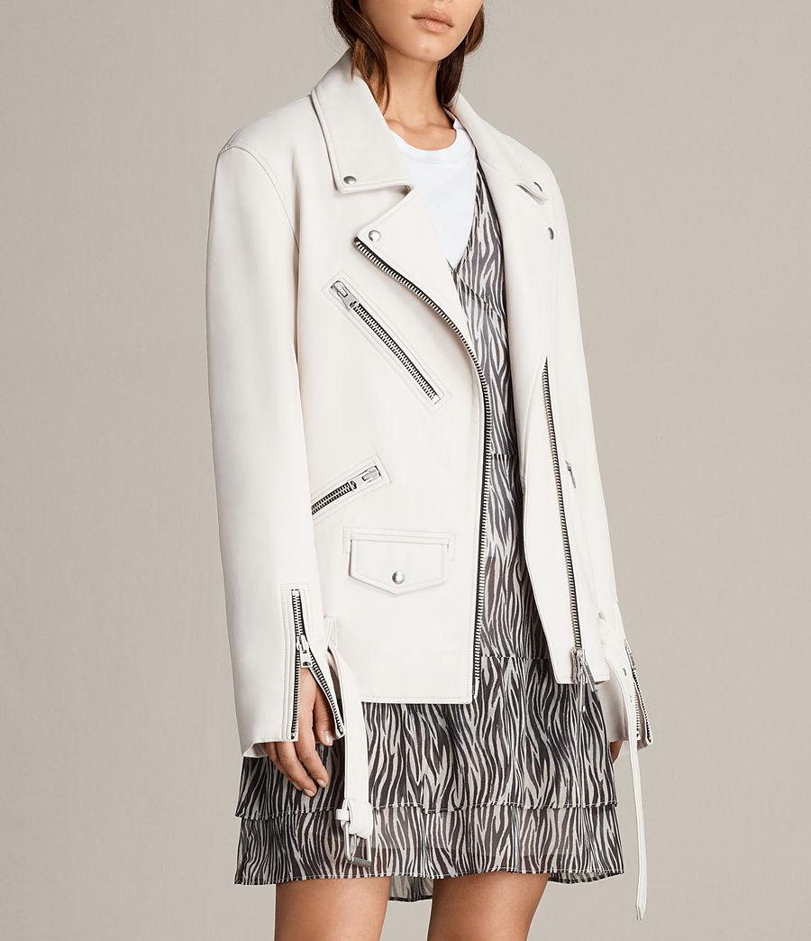 AllSaints Oversized Leather Biker Jacket in White