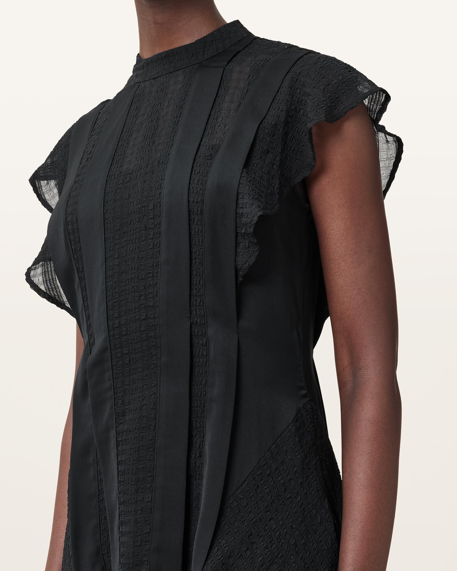 AllSaints Polyester Fleur Textured Asymmetric Hem Dress, /Us 12 in Natural  | Lyst