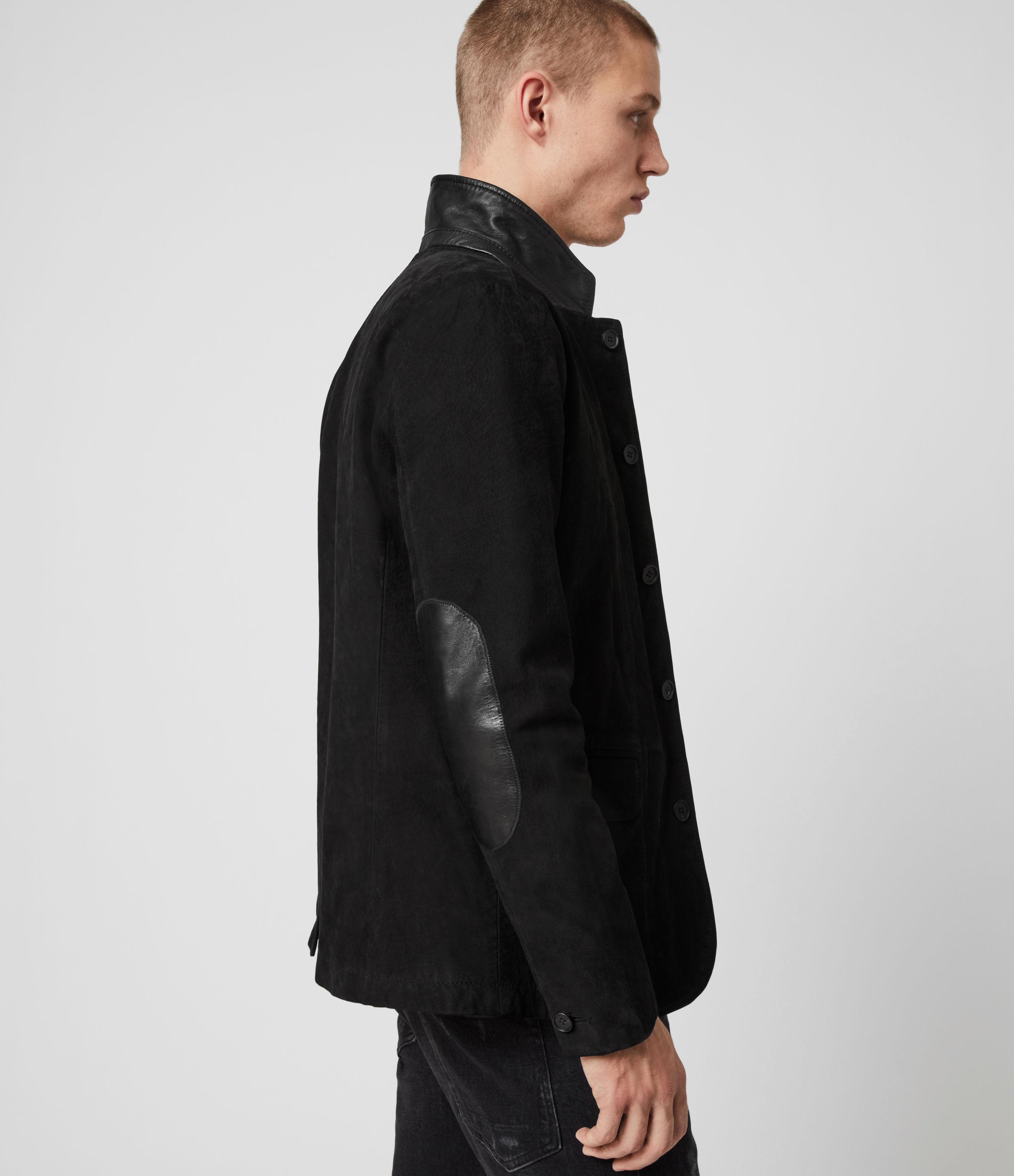 AllSaints Survey Leather Blazer in Black for Men | Lyst