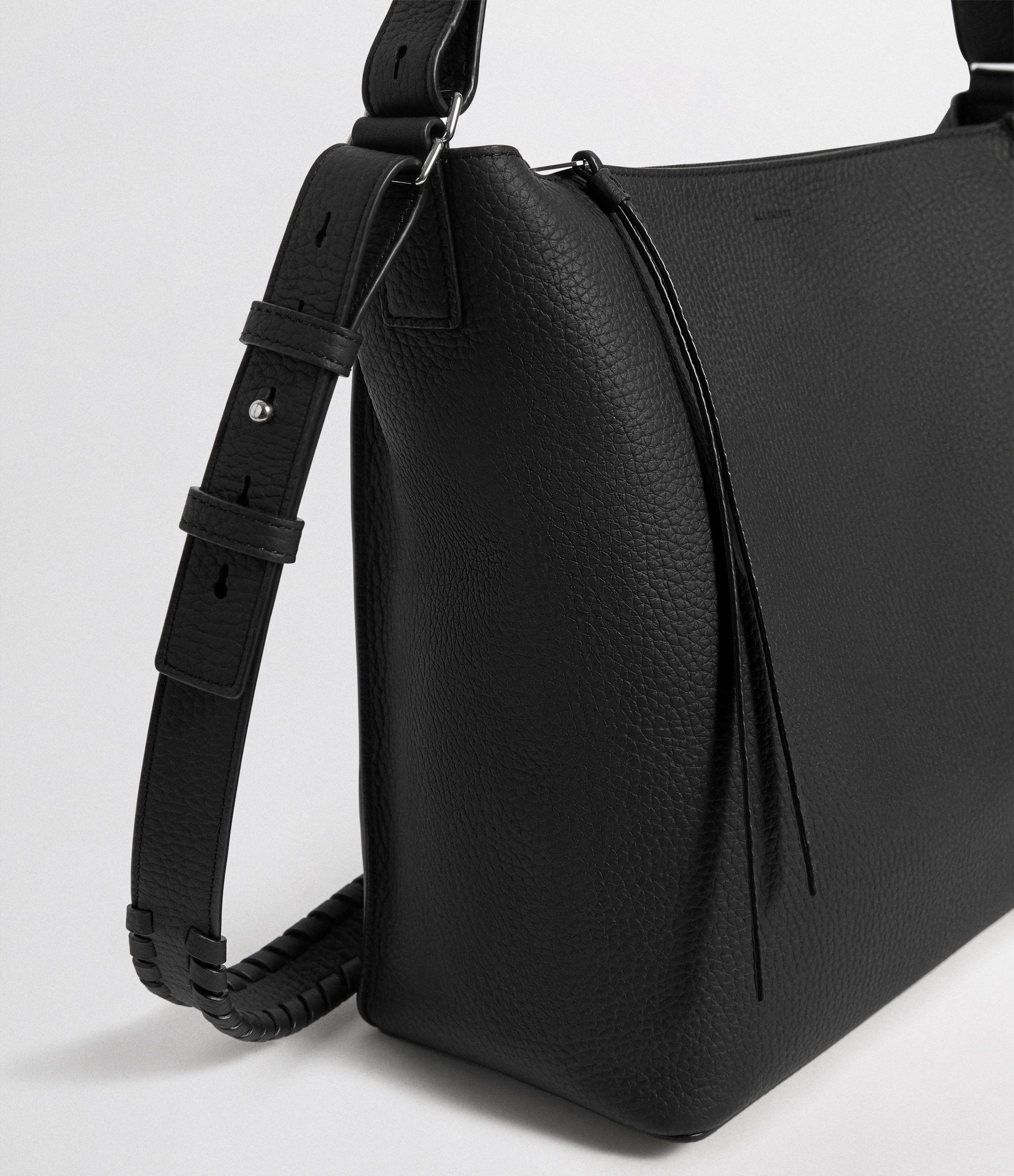 all saints black leather bag