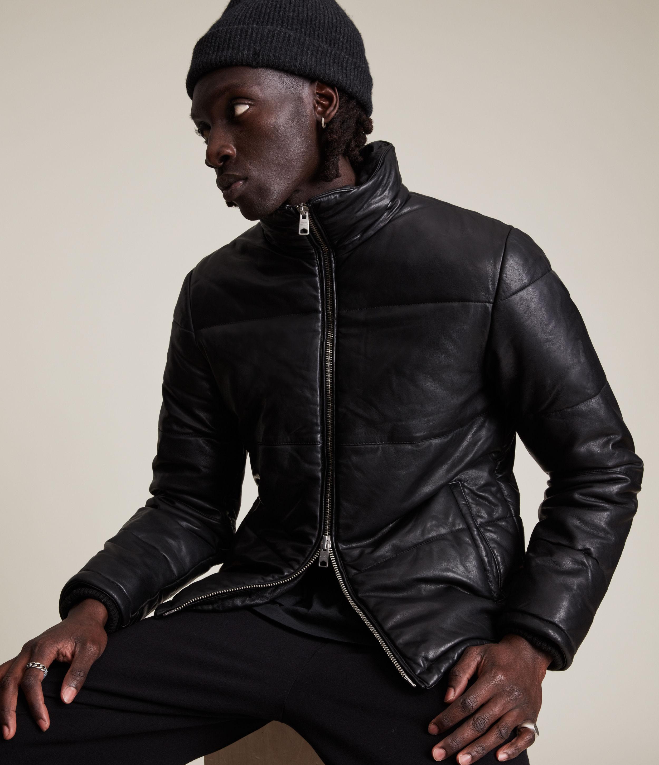 AllSaints Men's Slim Fit Coronet Leather Puffer Jacket in