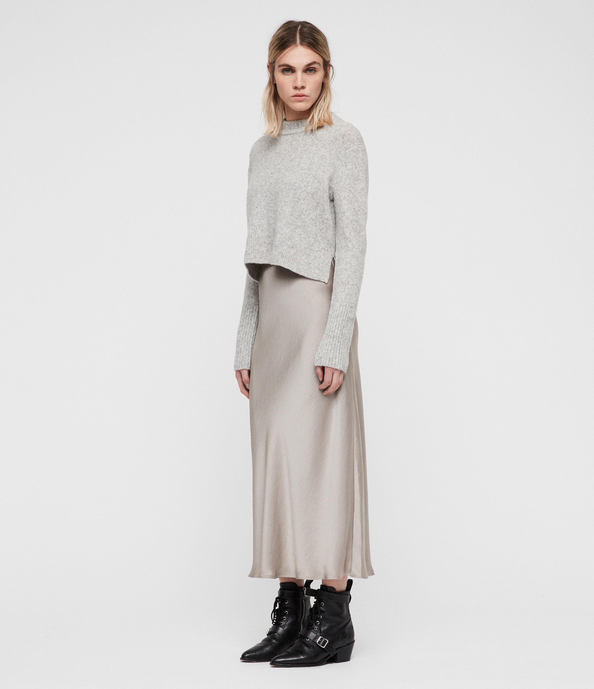 AllSaints Satin Tierny Layered Dress in 