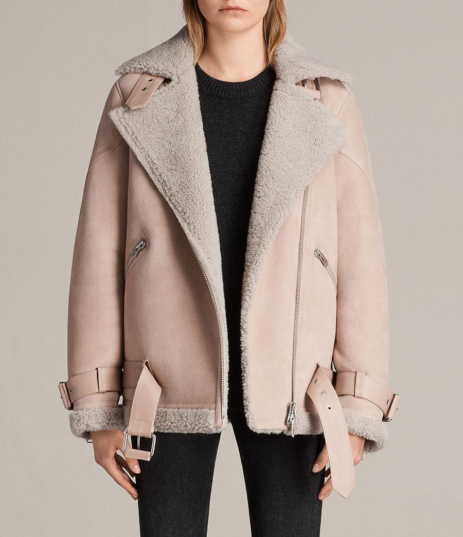 oversized shearling biker jacket