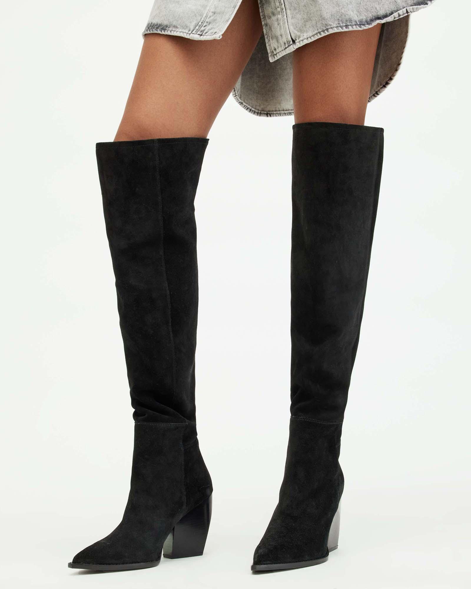 All Saints black suede boots Mens Allsaints Black Suede Lace up Zip up Boots. Size UK7  main image 2