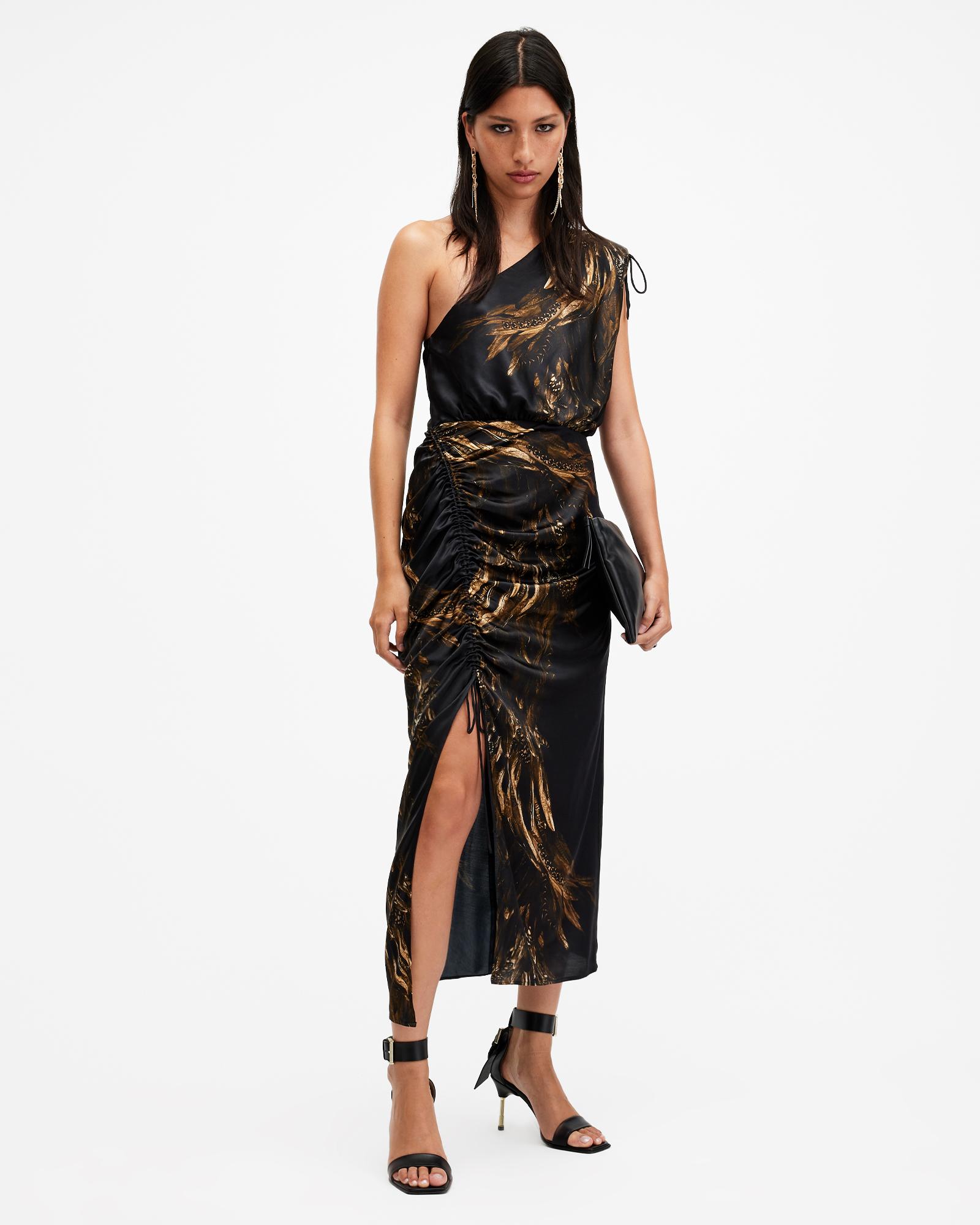 laura silk blend one shoulder maxi dress All saints Laura silk blend one shoulder maxi