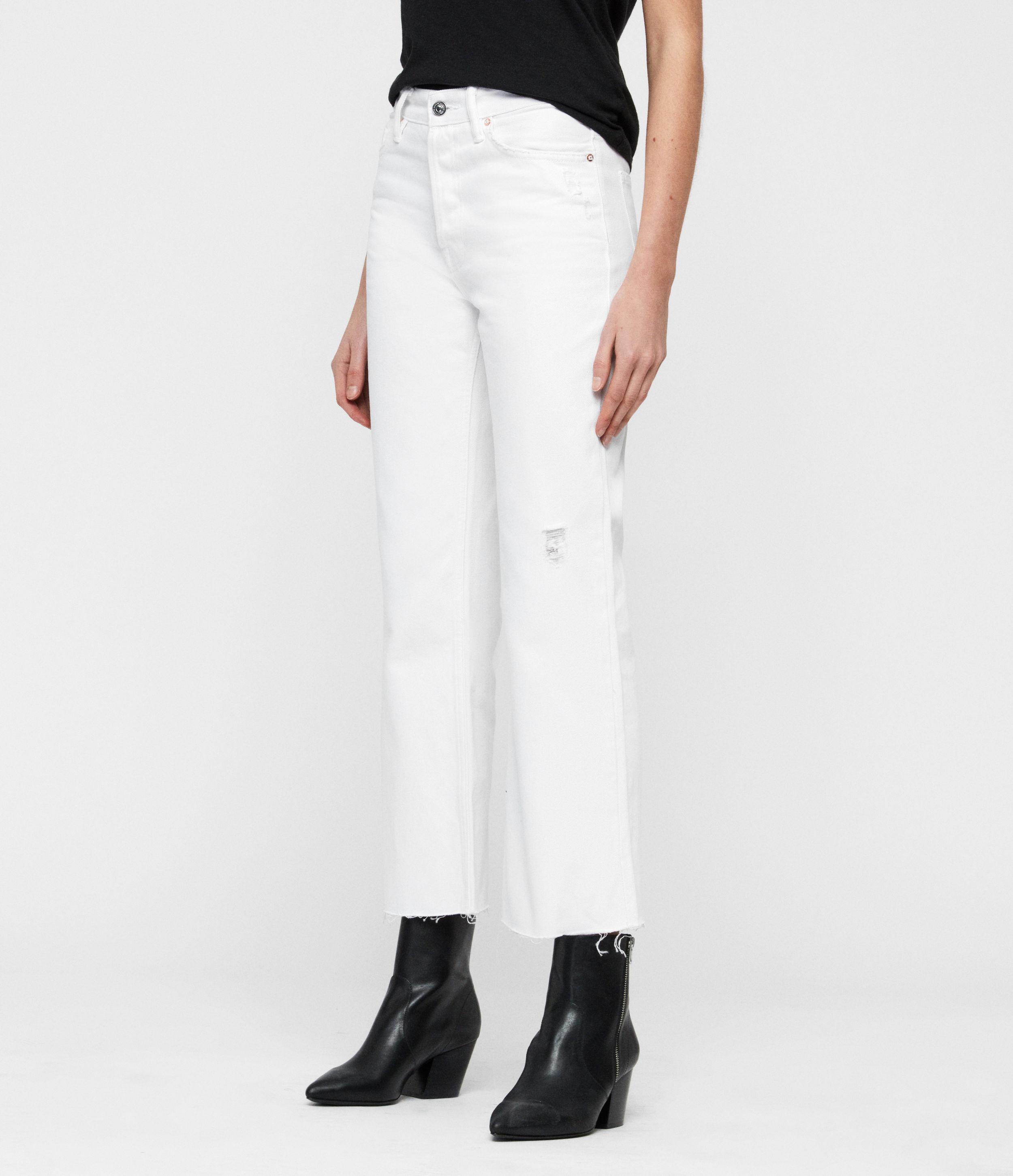 Allsaints Denim Helle Cropped Bootcut Jeans In White Save 61 Lyst
