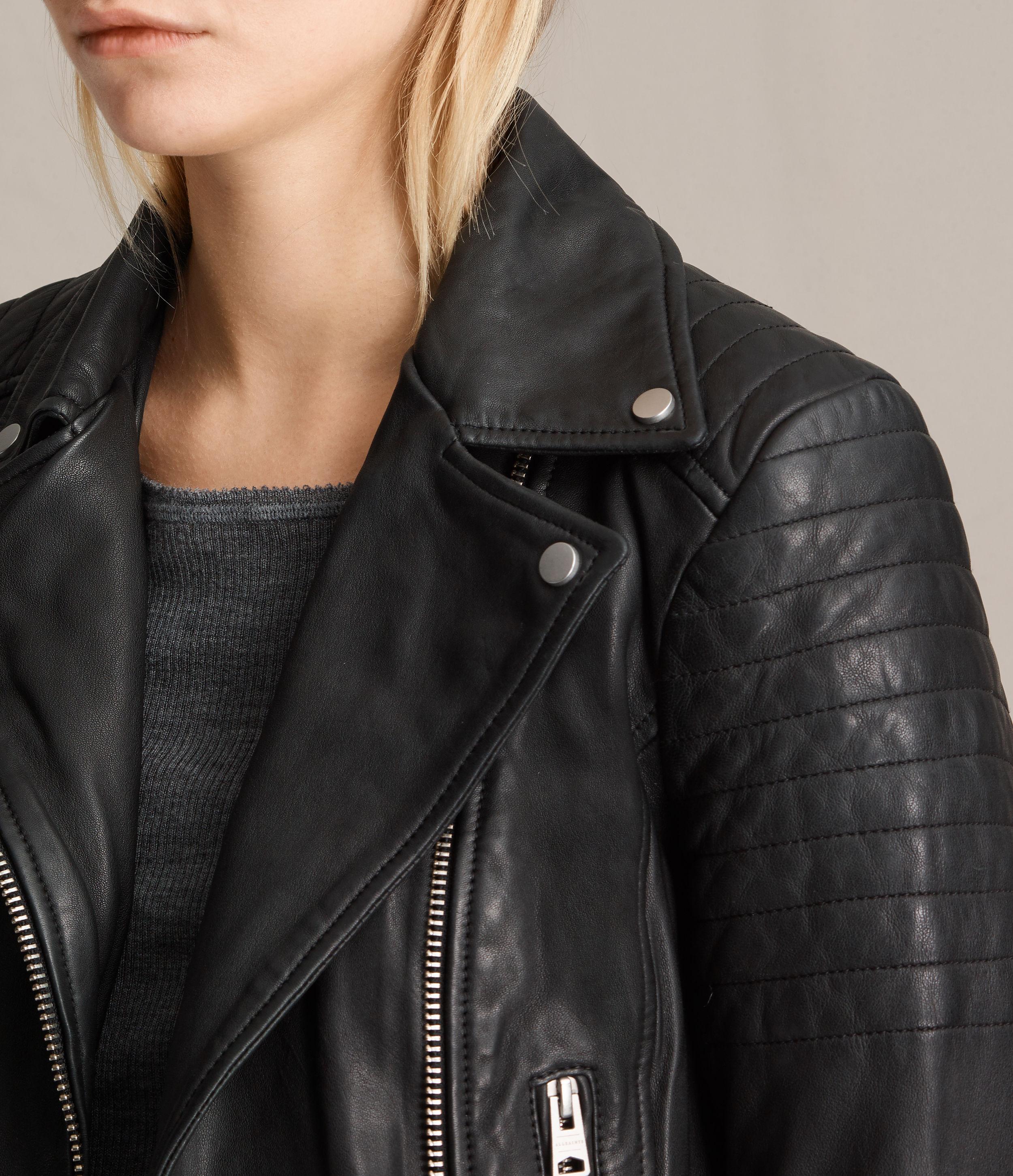 AllSaints Papin Leather Biker Jacket in Black | Lyst