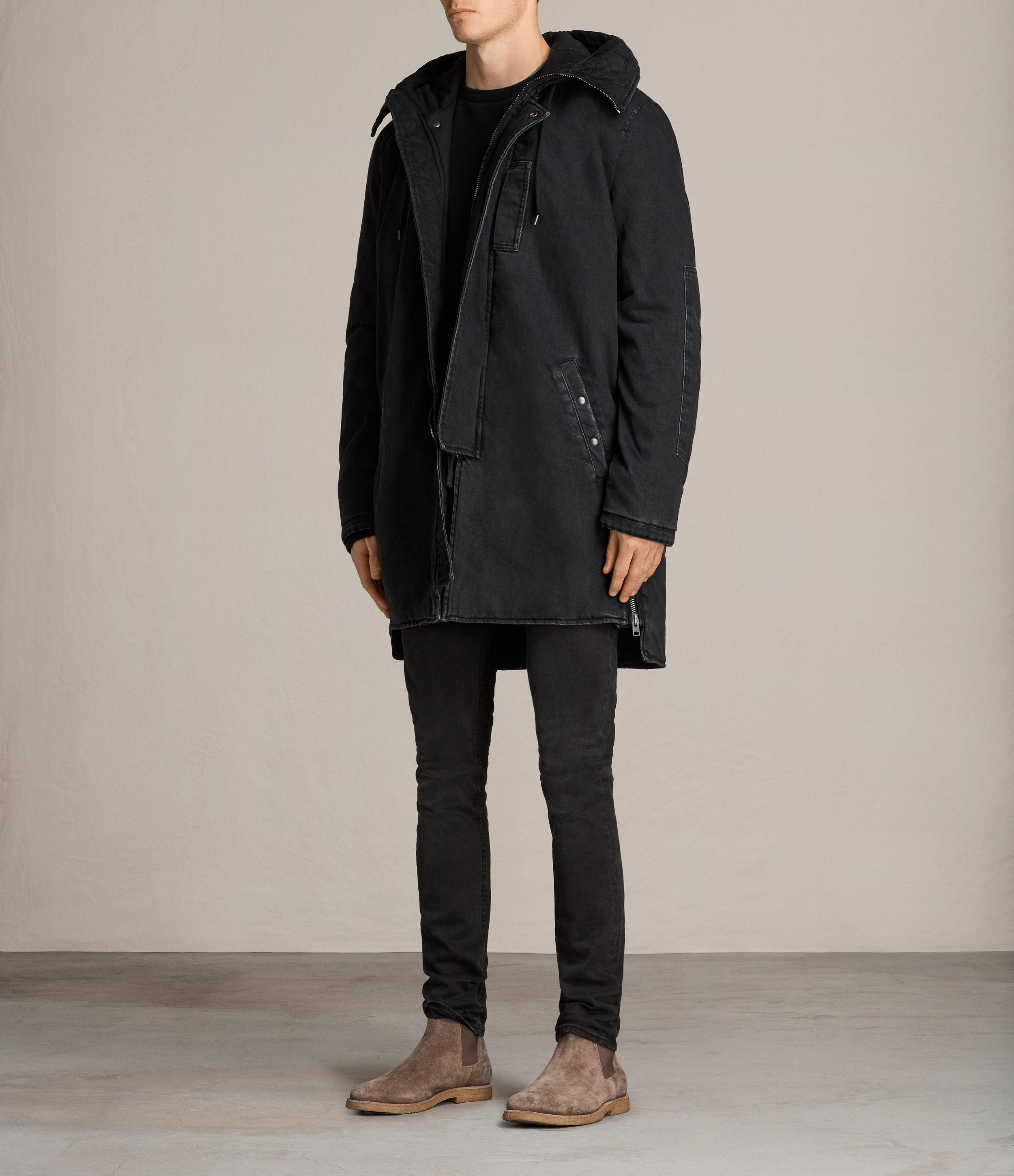 all saints black parka