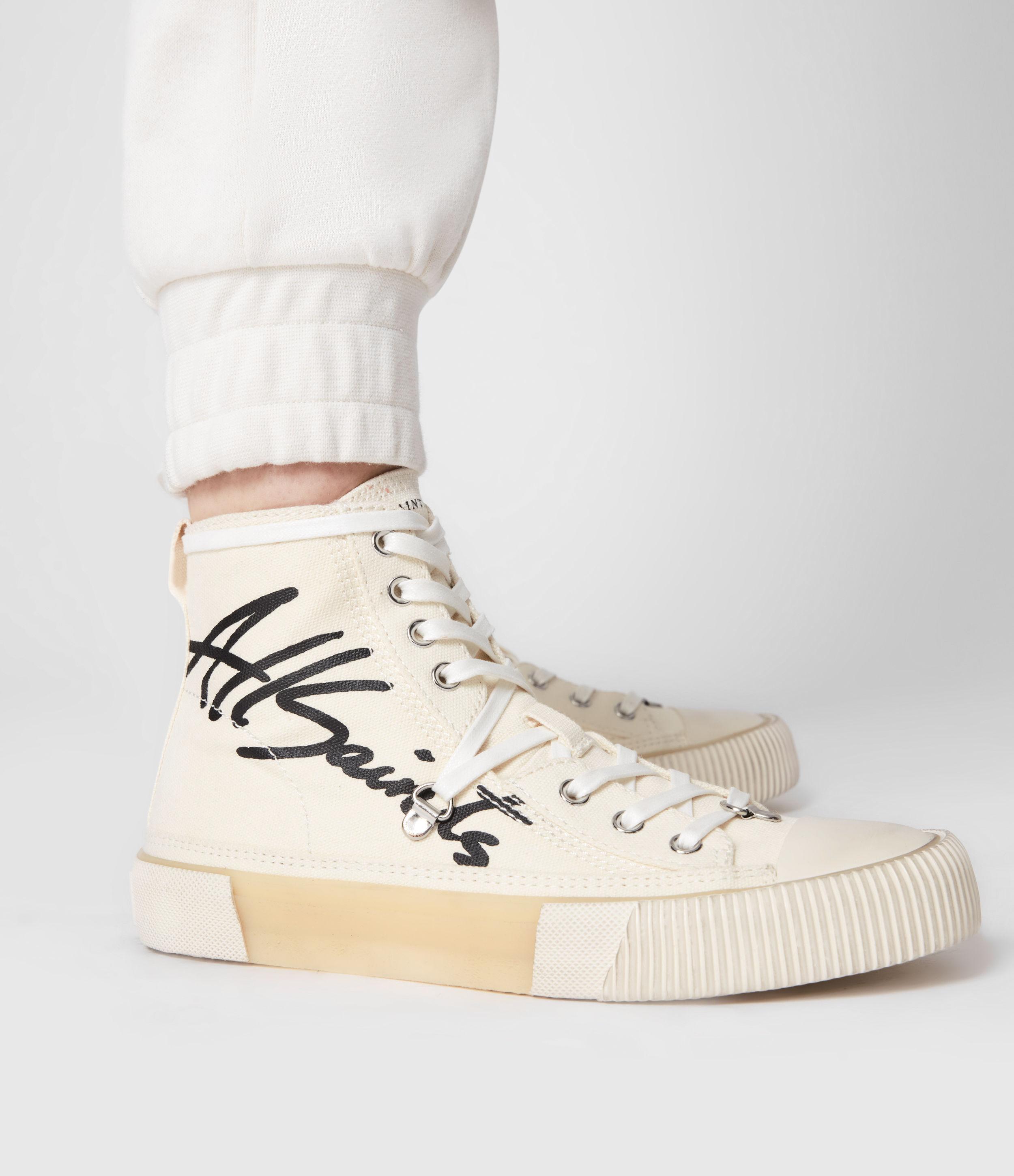 AllSaints Elena Signature High Top Sneakers in White | Lyst