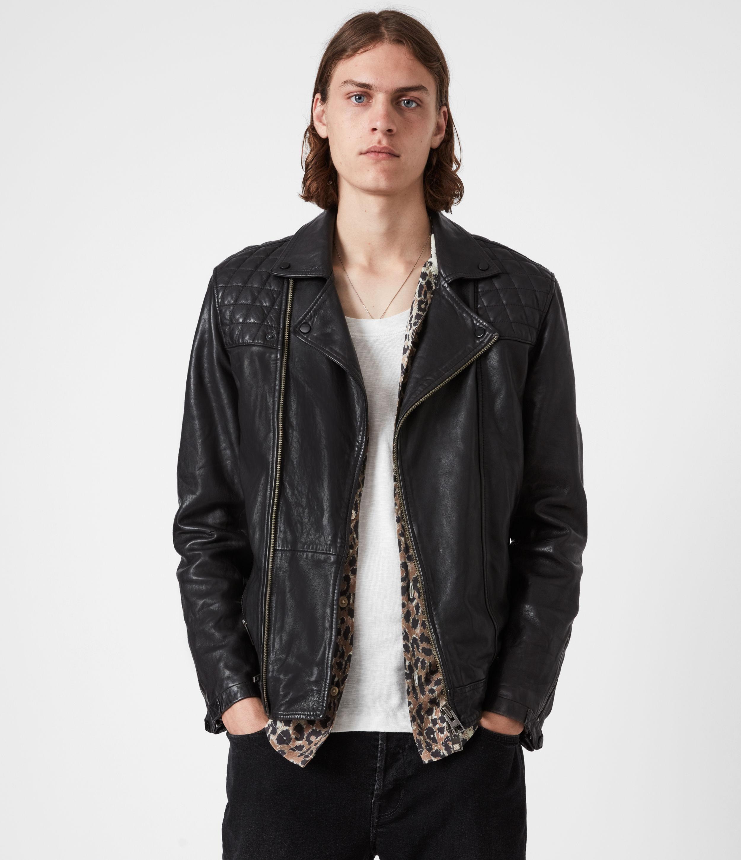 Black Leather Mens Allsaints Leather Jacket Style All Saints