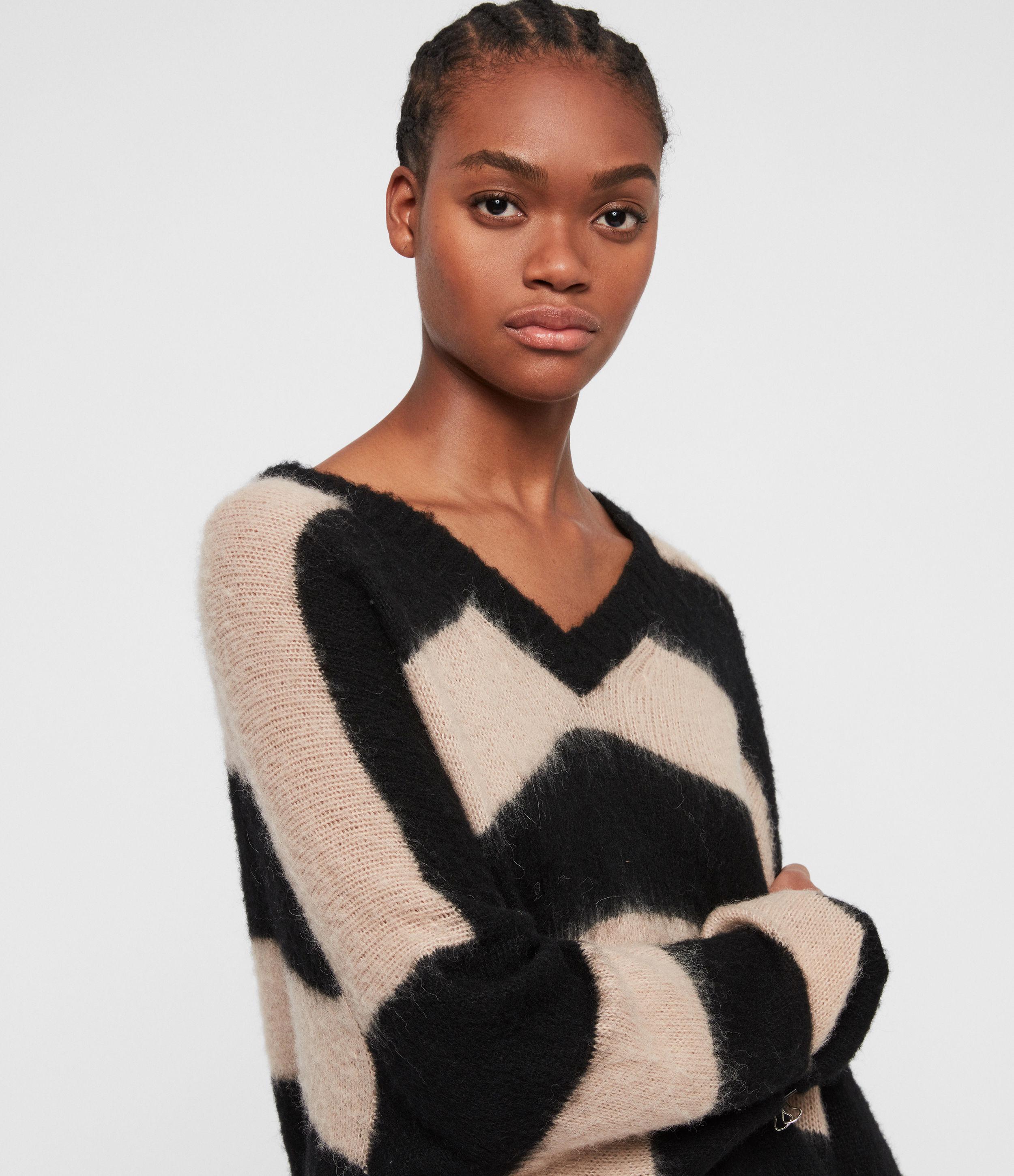 AllSaints Women s Lou V neck Jumper in Black Lyst UK