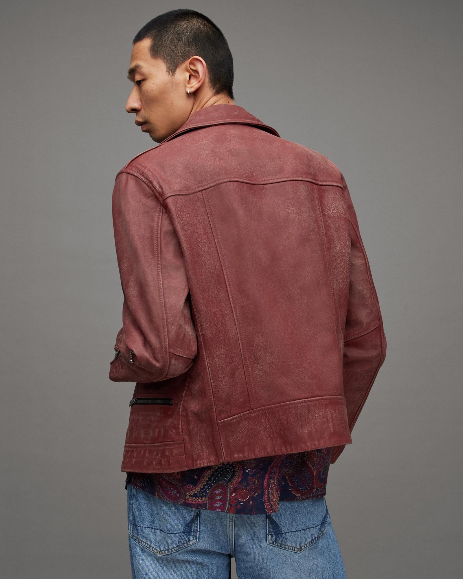 Allsaints red leather jacket deals