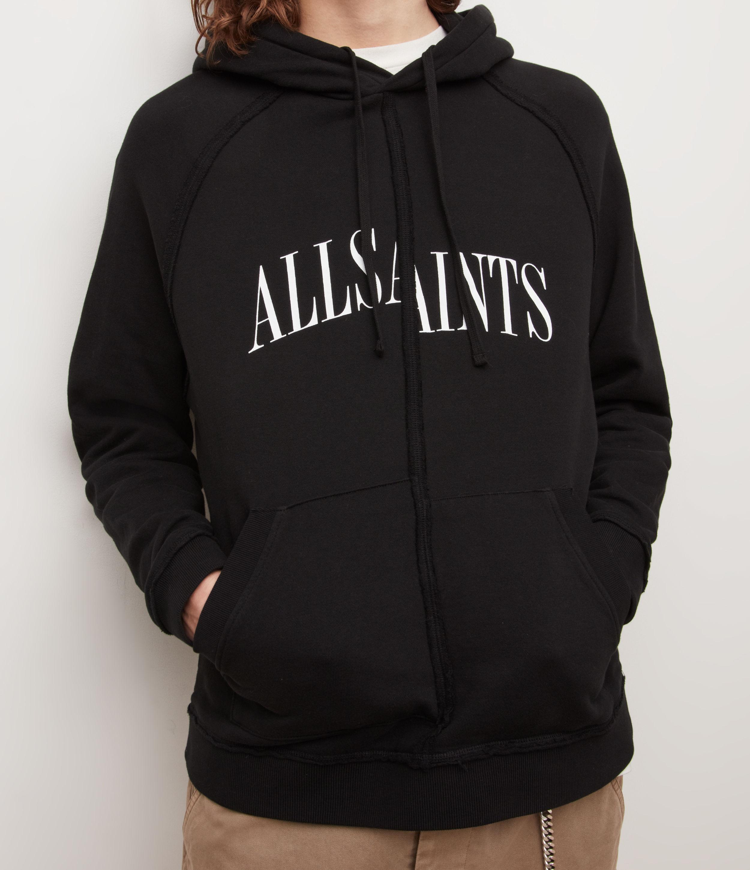 AllSaints Diverge Pullover Hoodie in Black for Men | Lyst UK