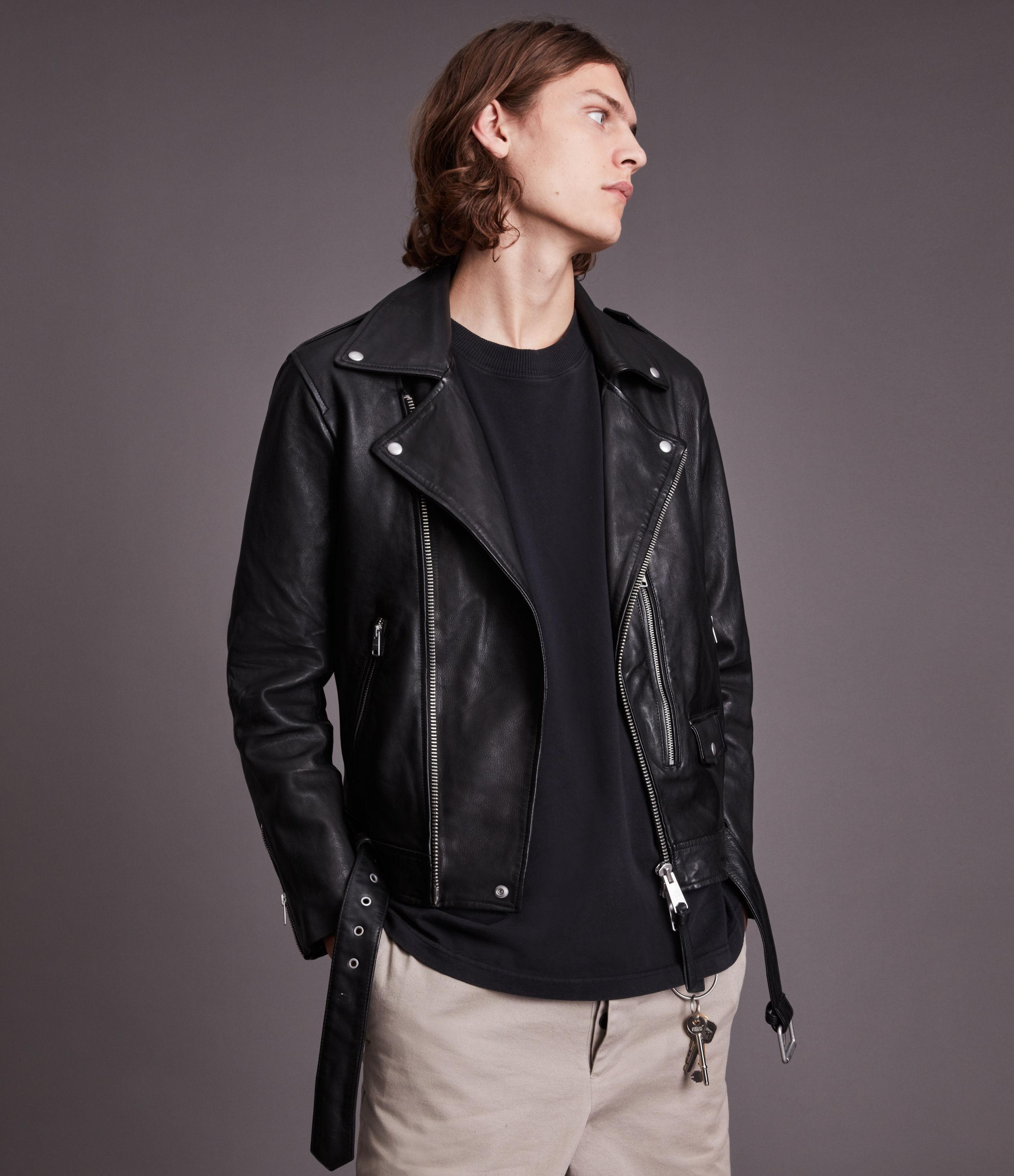 AllSaints Dren Leather Biker Jacket in Black for Men | Lyst