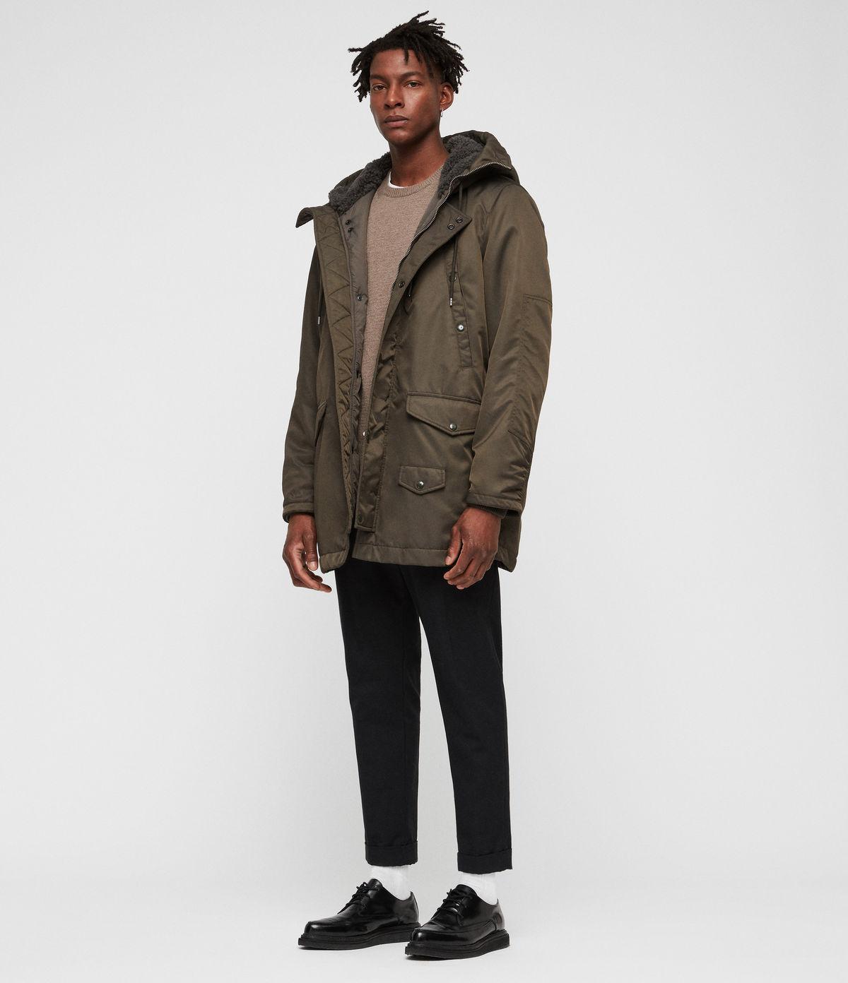 AllSaints Garth Parka With Shearling-lined Hood in Brown for Men | Lyst